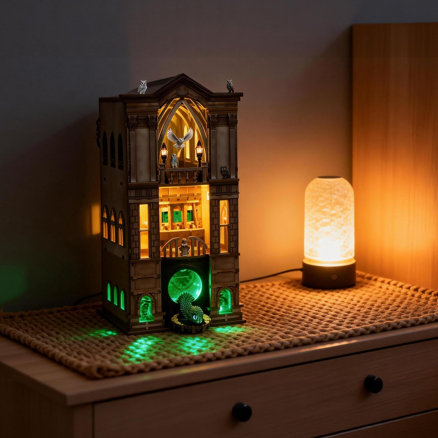 DIY Magic Book Nook Kit - Booknook for Adults & Teens, 3D Wooden Puzzle Bookshelf Insert with LED Lights, Unique Creative Craft Gift for Home Decor & Model Building
