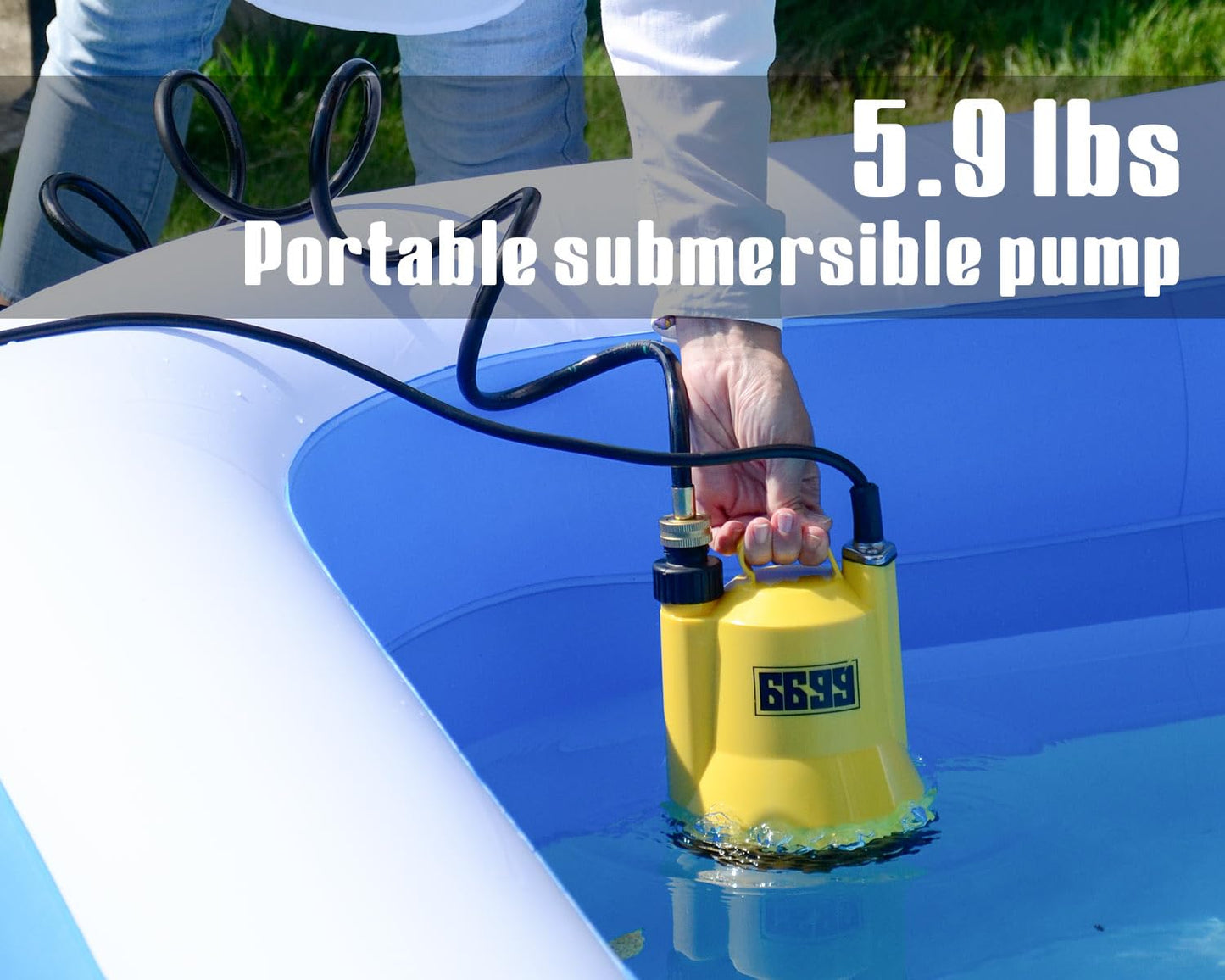 6699 1/6HP Portable Utility Pump Submersible Small Backup Sump Pump Draining pump to Remove Water from Flooding House Basement Pool Tankless Heater Flushing Pump with 10-Foot Cord SUB 1100