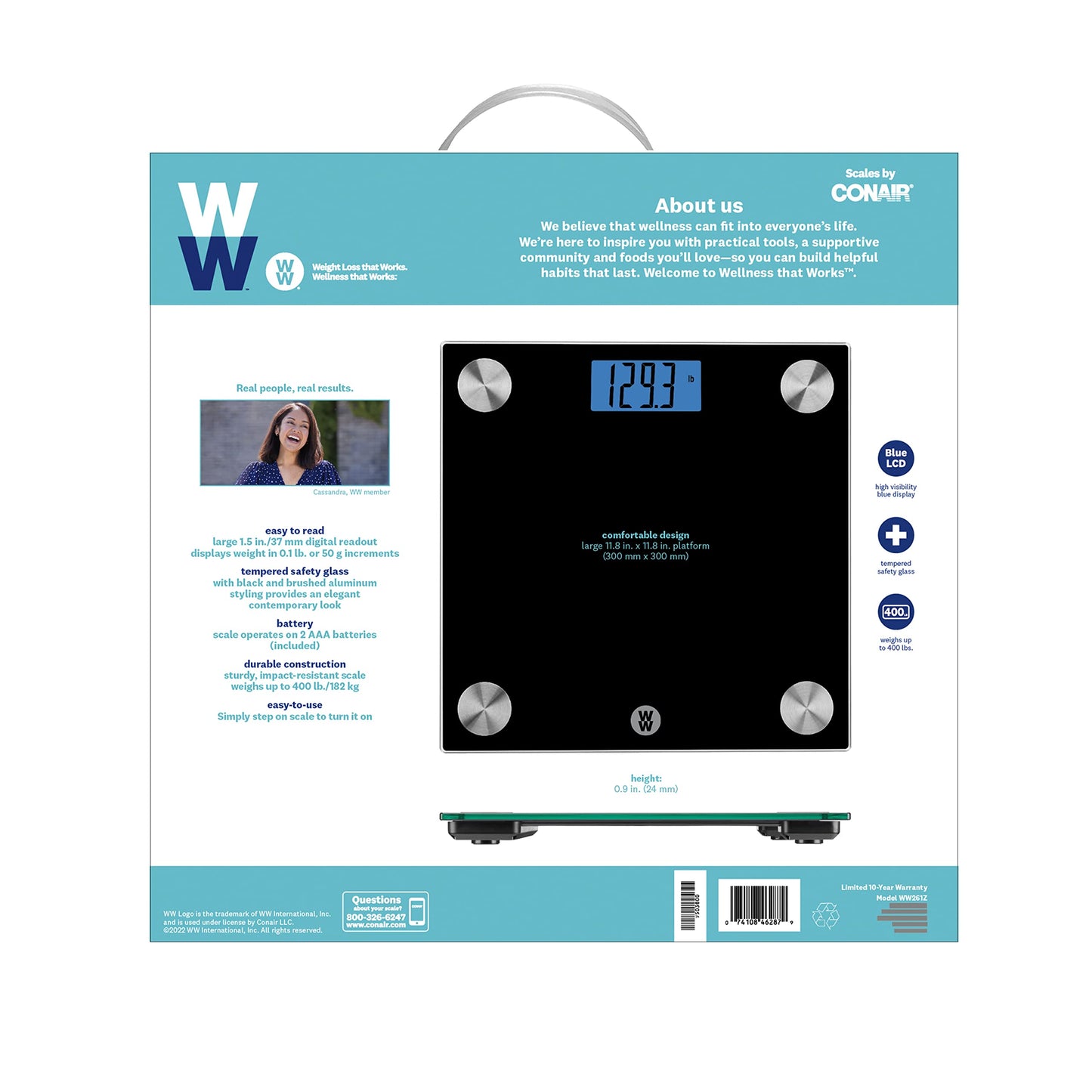 Weight Watchers Scales by Conair Scale for Body Weight, Digital Bathroom Scale in Black
