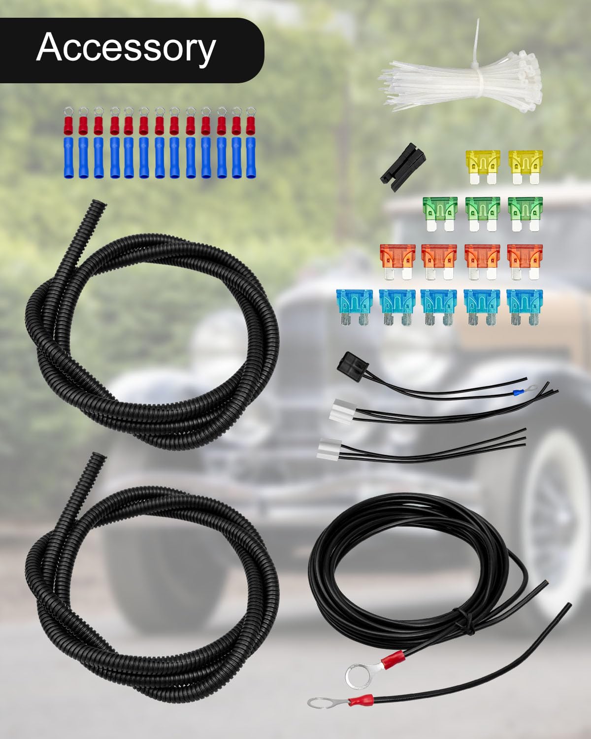 14 Circuit Universal Wiring Harness Fit for Street Muscle Car Hot Rod XL Wires, 12V Fuse Wiring Harness Kit Compatible with Chevy Ford Chrysler Mopar Muscle Car