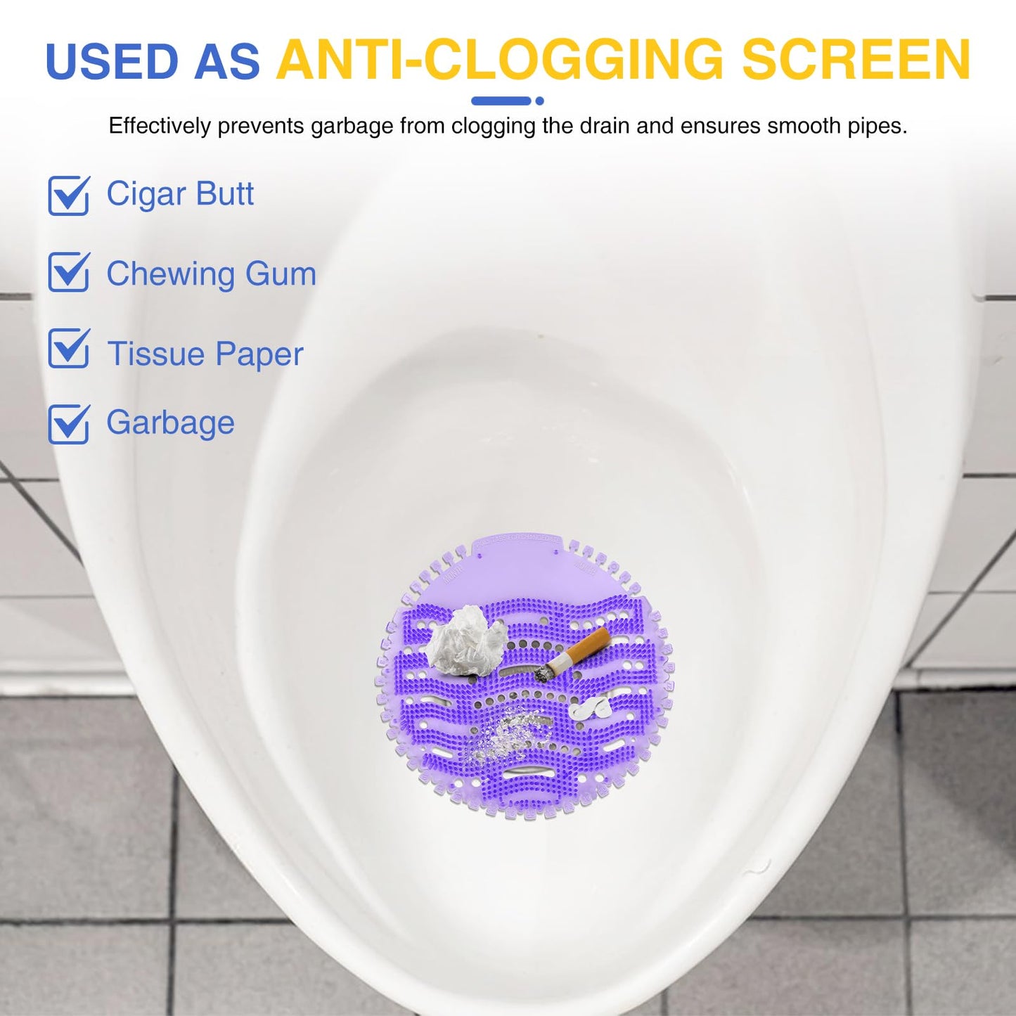 48 PACK Urinal Screen Deodorizer with 100 Gloves-3D Wave Anti-Splash Odor Protection Urinal Cakes for Men Toilets,Four Scents Urinal Mats