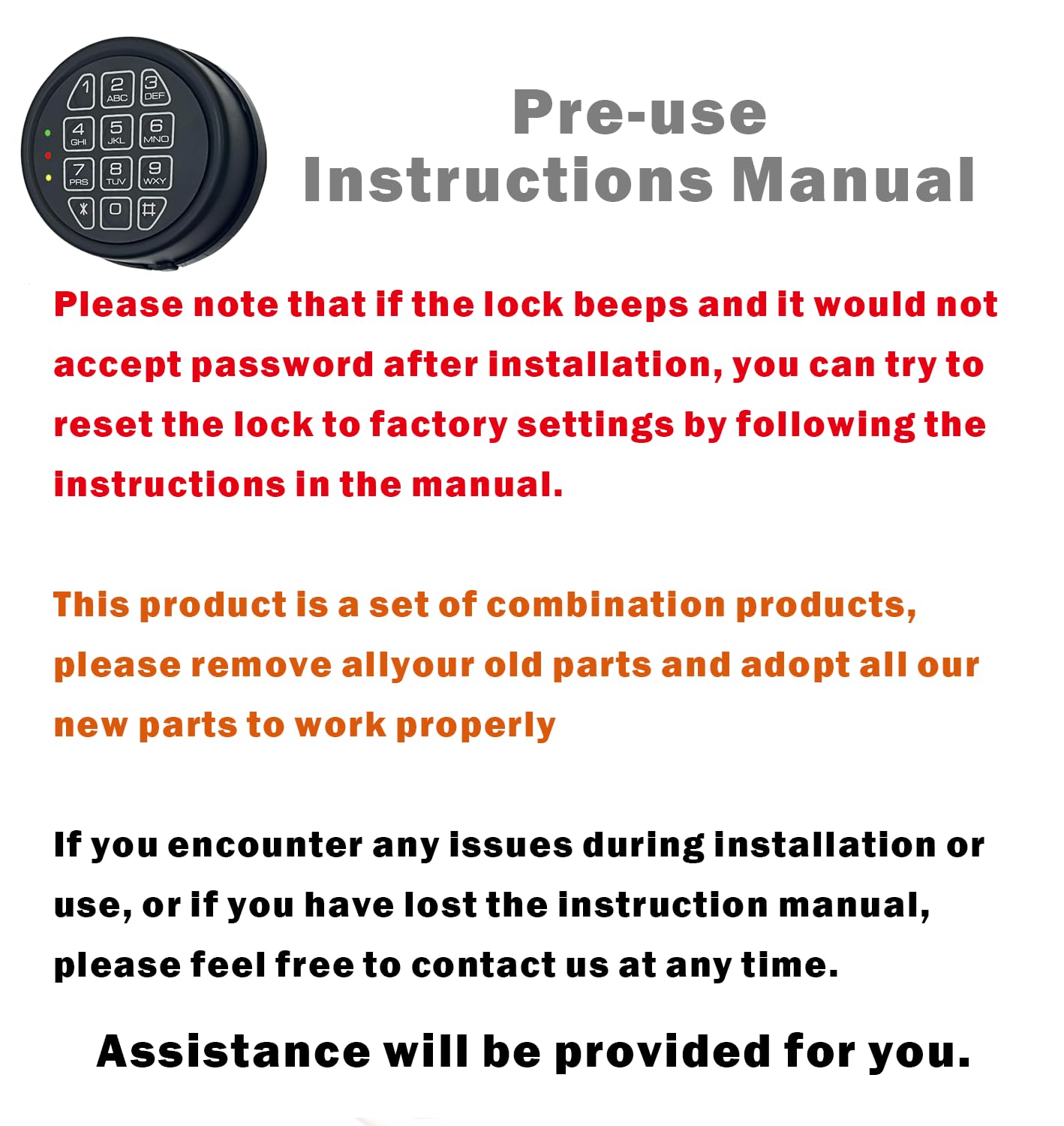 Electronic Safe Lock Replacement Keypad with Solenoid Lock, Gun Safe Lock with Programmable Electronic Keypad, Lock Fits High Security Safe Box and Security Cabinet
