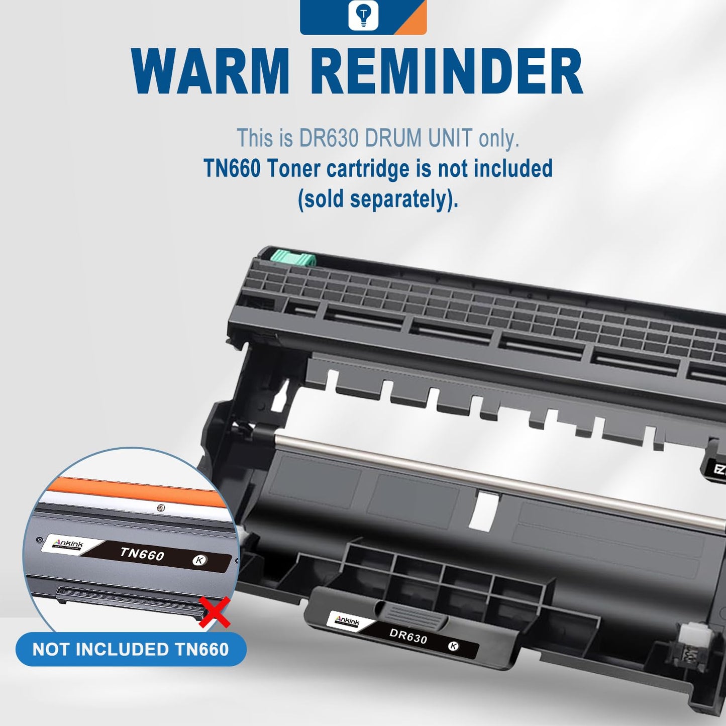Ankink DR630 Compatible Drum Unit (Not Toner) Replacement for Brother DR-630 DR660 660 for MFC-L2700DW L2720DW L2740DW HL-L2300D L2320D L2340DW L2360DW L2380DW DCP-L2540DW Laser Printer,2 Pack