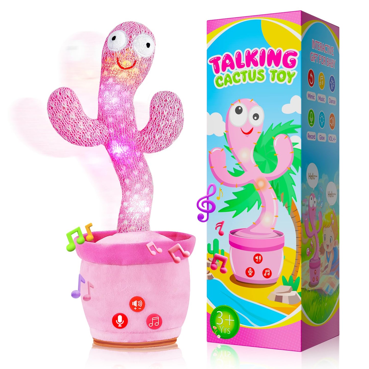 SANJOIN Dancing Talking Cactus Toy for Baby Toddlers, Baby Girl Toys 18 Months+, Volume Adjustable, Mimicking, Recording, Singing. Baby Toys & Gifts for Girls, Easter Basket Stuffers for Girls Boys