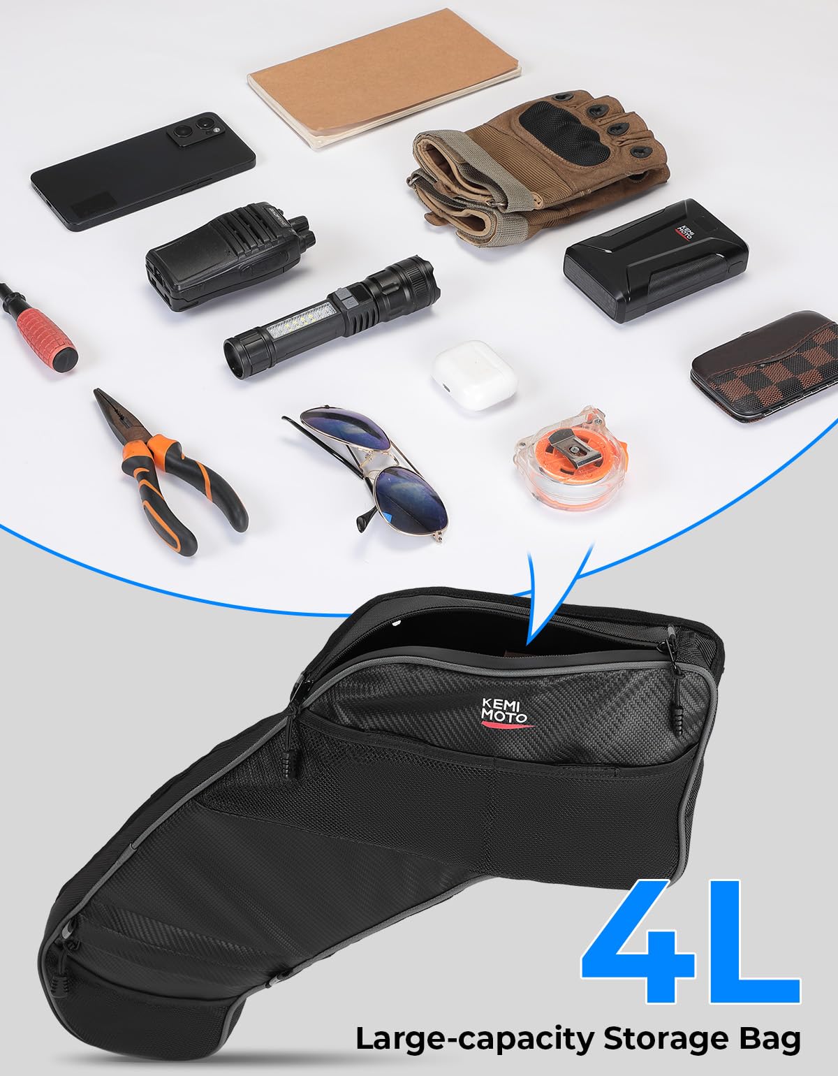 KEMIMOTO UTV Rear Door Bags with Knee Pad Compatible with Polaris General 4 1000 /XP 4 1000 2017-2026, 2PCS with Rear Side Door Storage Bag Accessories