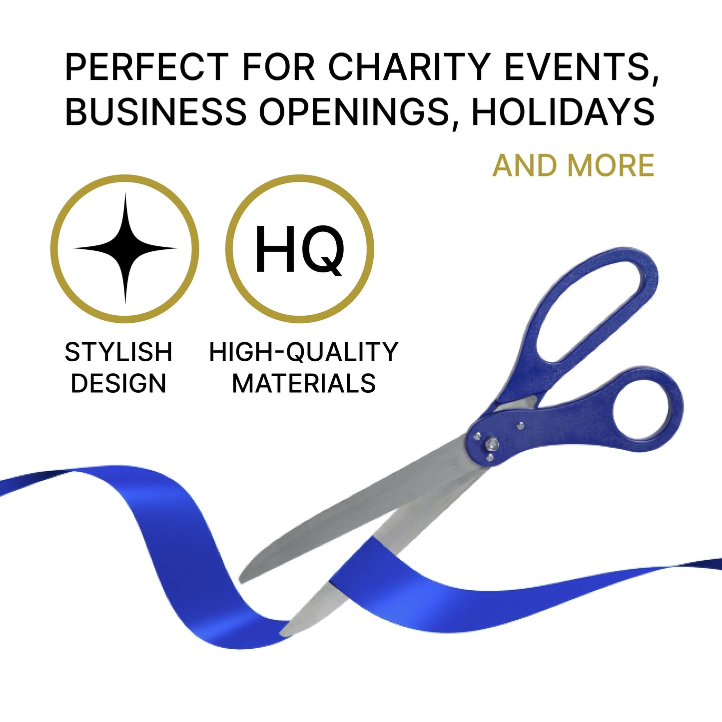 Large Grand Opening Ceremony Kit - 25 Inch Giant Blue Scissors With Ribbon for Inauguration, Ceremonial Cutting, and Special Events