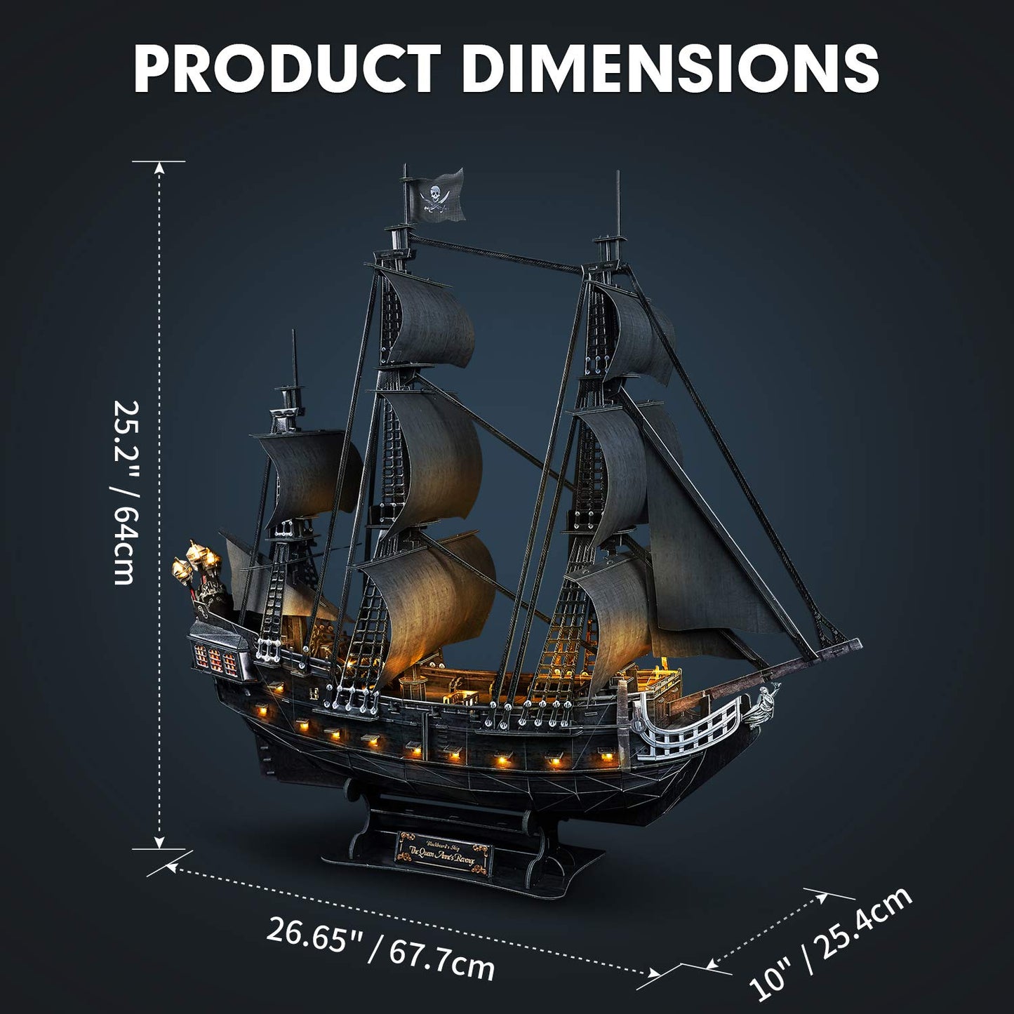 3D Puzzles for Adults Home Decor Pirate Ship Gifts for Men Women Model Kits Brain Teaser Puzzles for Adults Teacher Gifts,Queen Anne's Revenge 340 Pcs Dad'sGift
