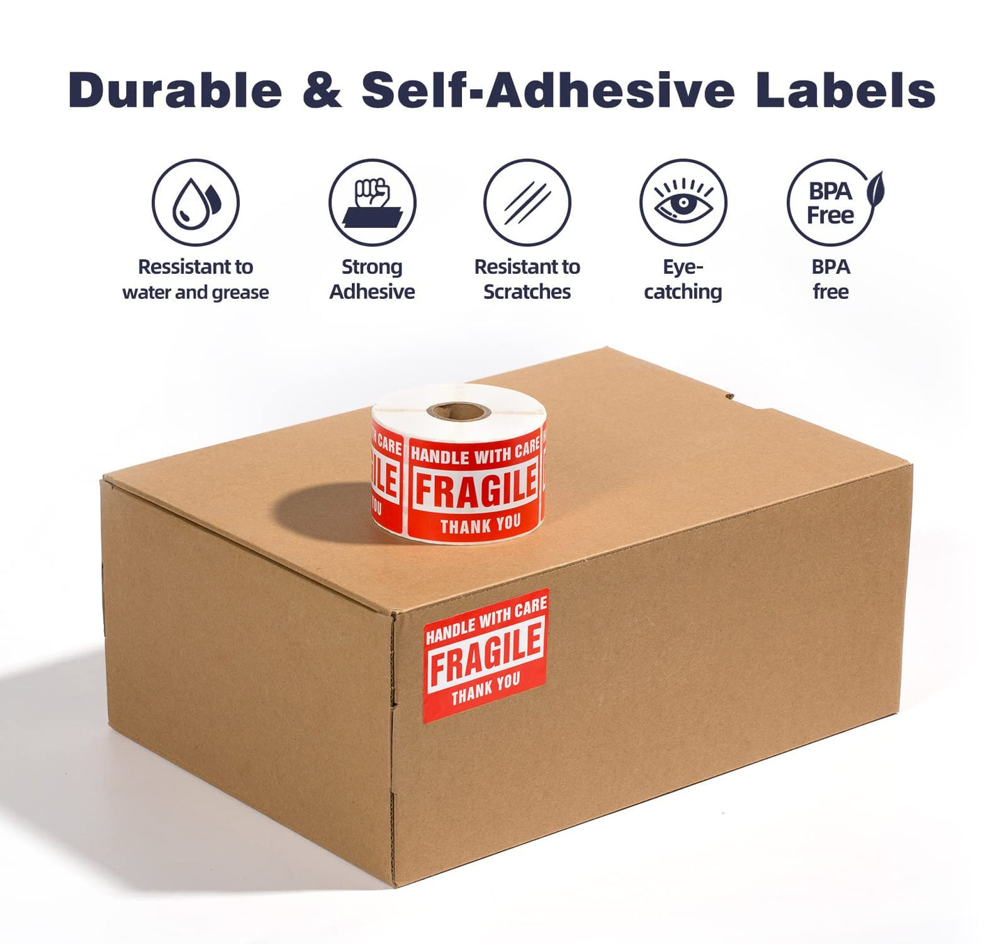 10 Rolls Fragile Stickers for Shipping 3 x 2 Inch 5000 Labels for Moving Boxes Handle with Care Sticker for Packing Small Business, Permanent Adhesive Fragile Labels (10 Roll, 500 Labels/Roll)