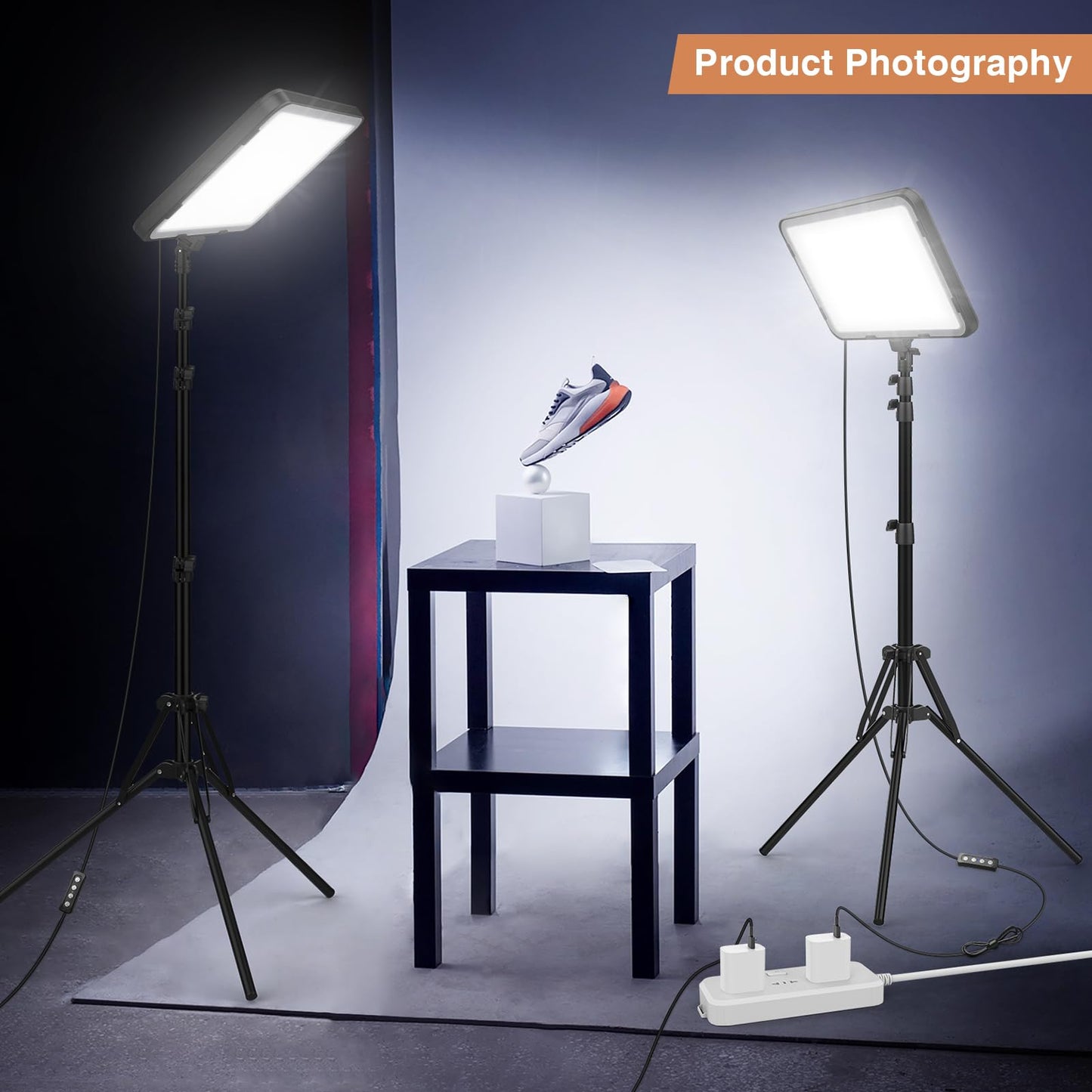 2 Pack LED Video Light Kit with 63'' Tripod Stand, Kmasic 2500-8500K Dimmable Photography Lights,15W Studio Lighting for Video Recording/Collection Portrait/Game Streaming/YouTube Podcast, USB Charger