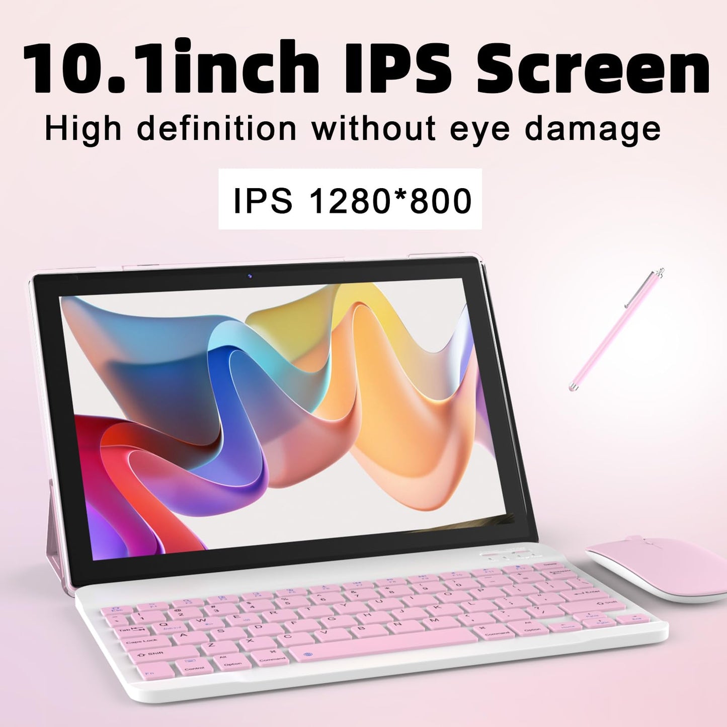 Android 14 Tablet, 10 Inch 8GB RAM+64GB ROM+1TB Expand, 1.8Ghz Quad-core Processor, 2 in 1 Tablets with Keyboard/Mouse/Case/Stylus, 8MP Camera, 6000mAh Battery, 1280 * 800 HD Screen, 5G WiFi 6 Tablet