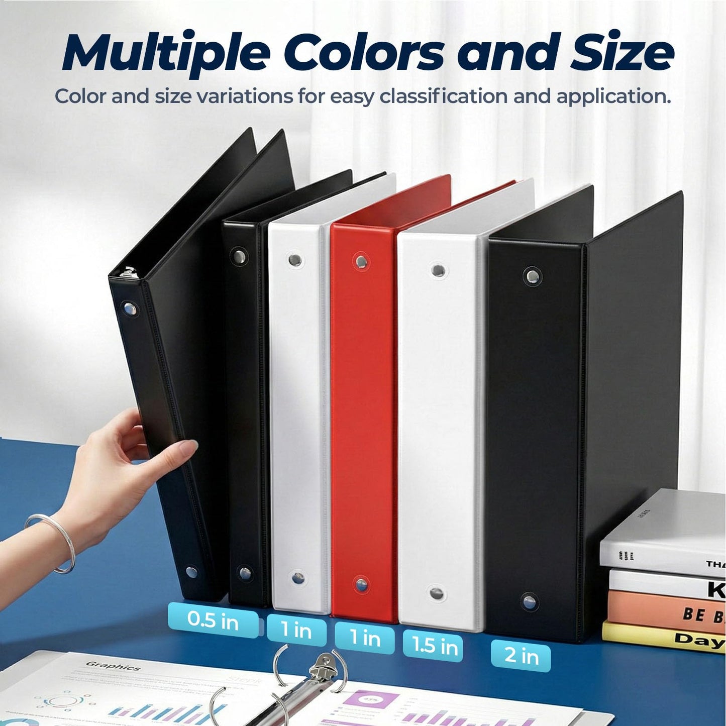 SUQJOY 1 Inch 3 Ring Binders 12 Pack, Clear View Binder Bulk, Black PVC-Free 3-Ring Binders for School, Office or Home, Fits 8.5 x 11 Inches Paper