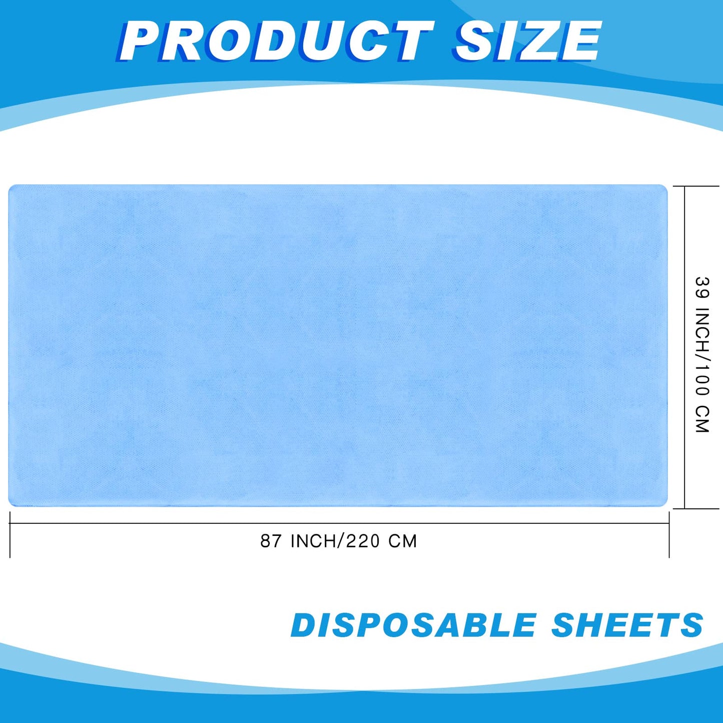 Oudain 50 Pcs 39 x 87'' Disposable Fitted Sheets with Elastic, Disposable Massage Bed Sheets Covers for Spa Beauty Salon Waterproof Oilproof(Blue)