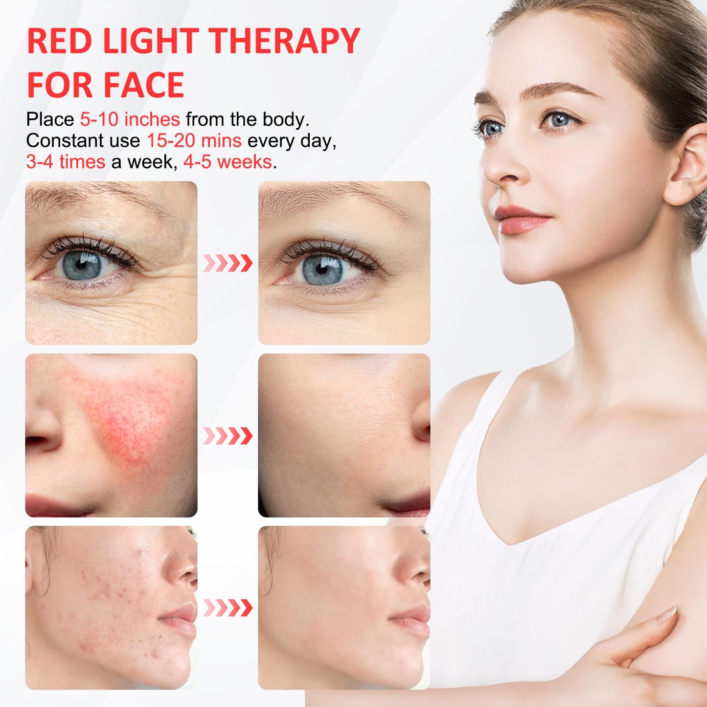 940nm Red Light Therapy for Face, Upgraded Infrared Light Therapy, 3-in-1 Chip Design & Flexible Gooseneck & Timer Function, 100LEDs Red Light Therapy Lamp for Home/Office Use