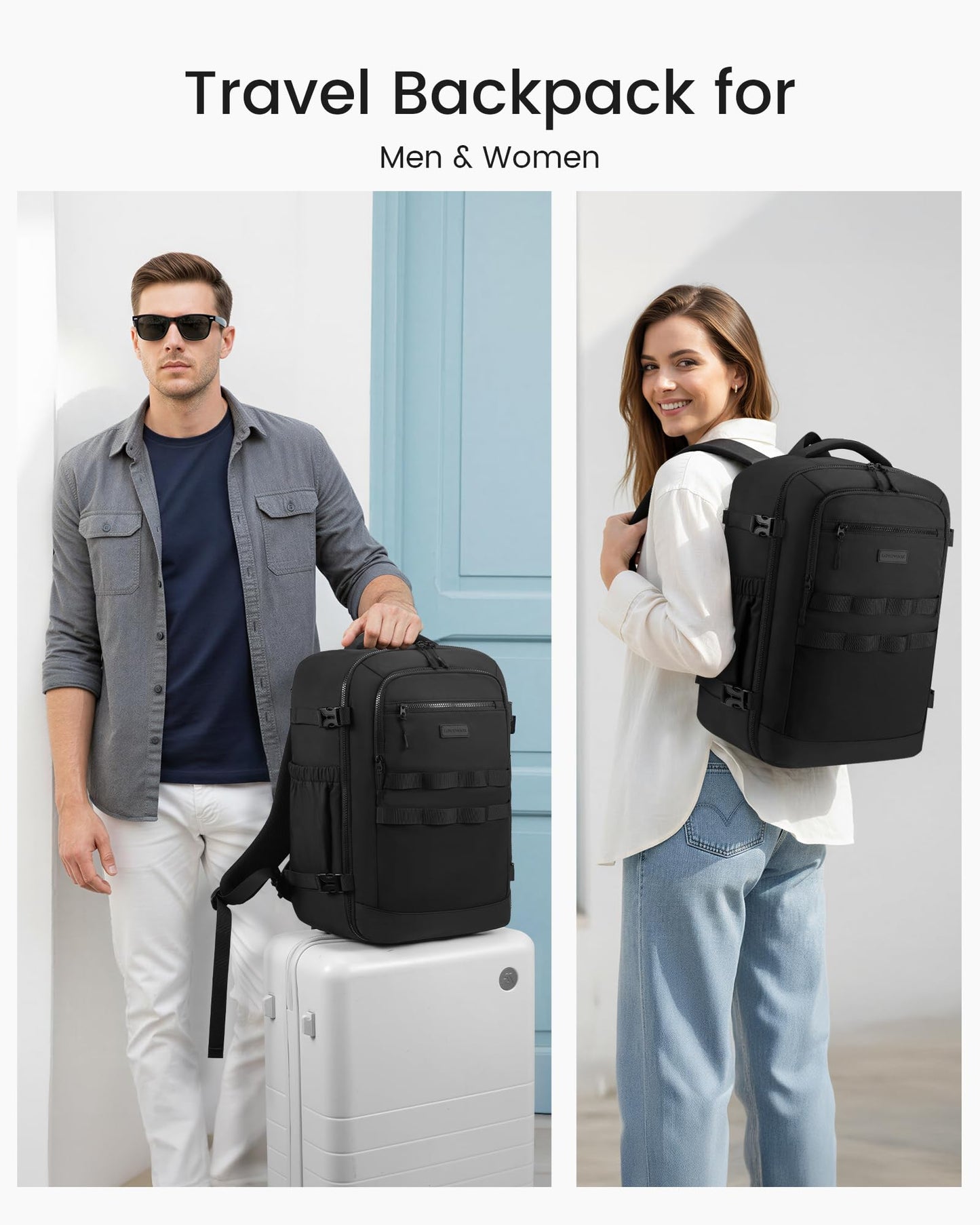 LOVEVOOK 40L Travel Backpack for Women & Men, TSA Approved Carry On Backpack with 3 Packing Cubes, Waterproof Personal Item Bag Fits 17" Laptop, Weekender Essentials Overnight Backpack for Trip