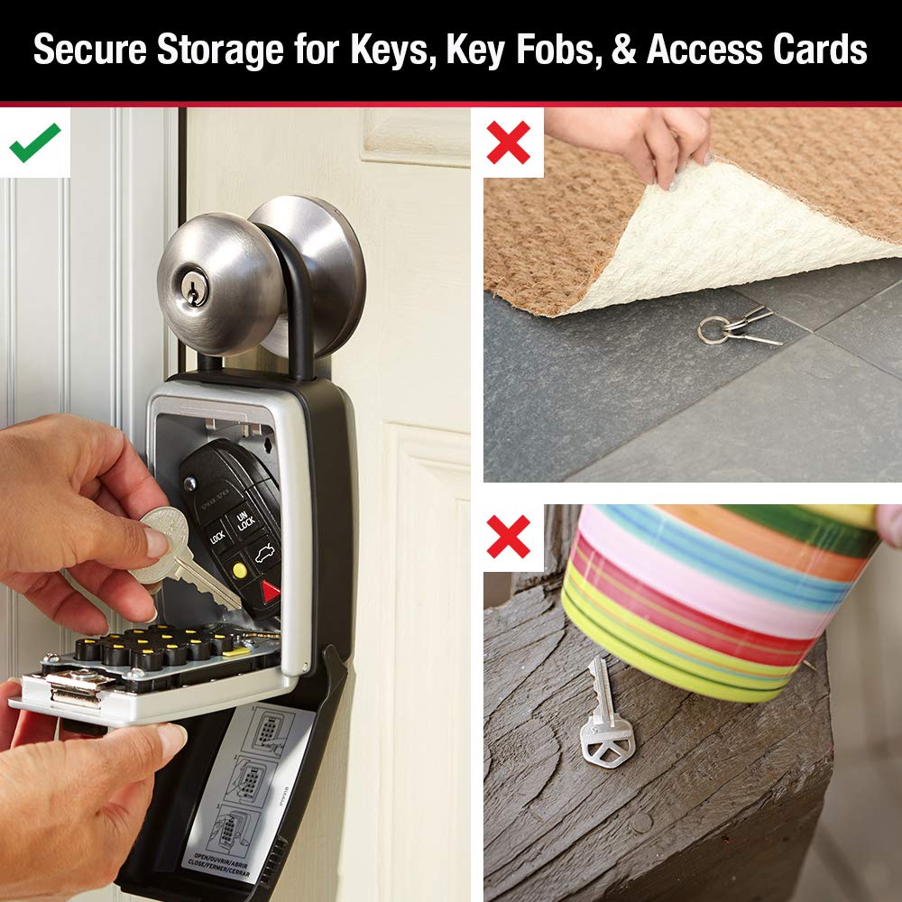 Master Lock Black Key Lock Box, Wall Mount with Push Buttons, Key Safe for Realtors, Landlords, Property & Managers to Share Combo with Tenants, Clients, & Teams, Holds 5 Keys, 2 Pack, 5422EC2