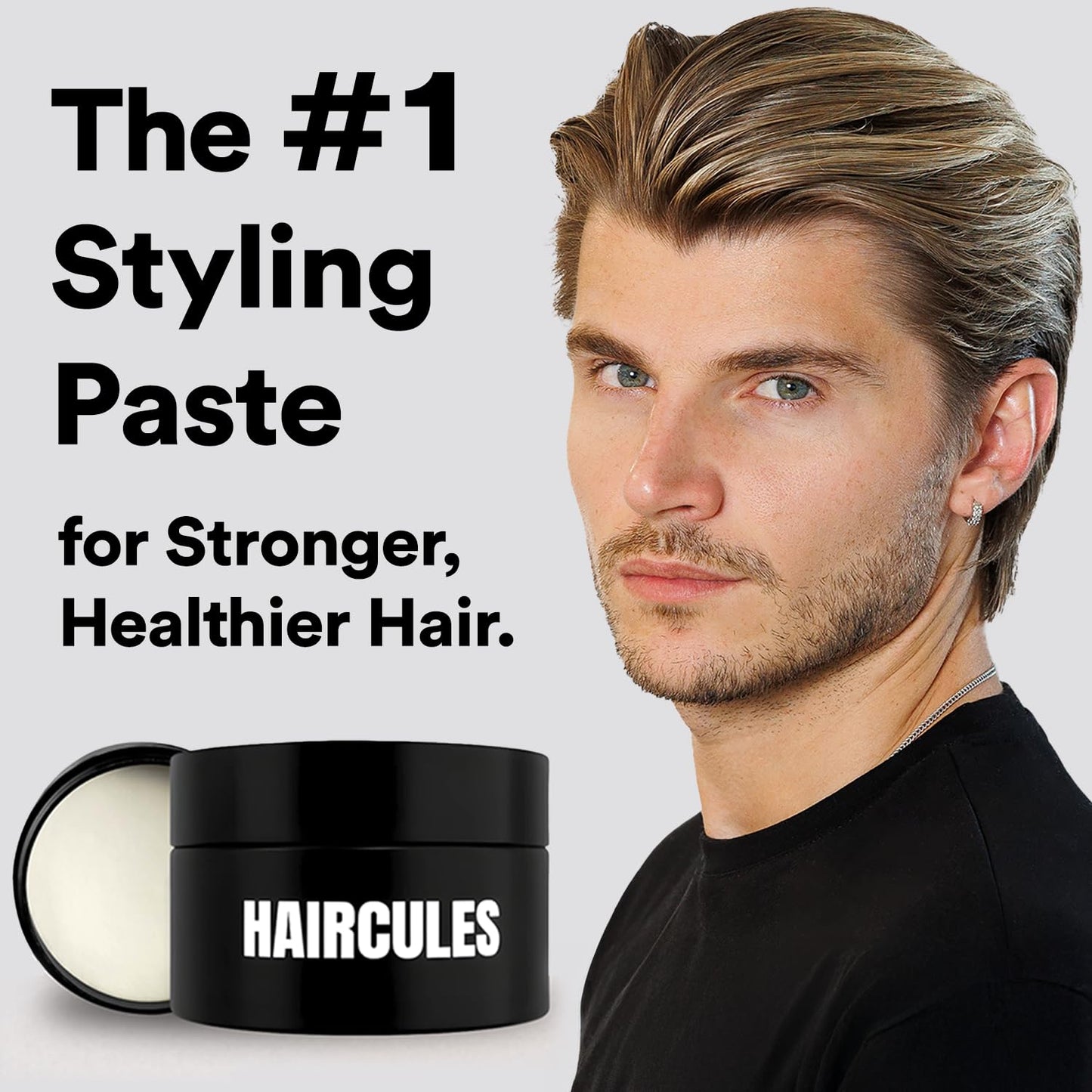 Haircules Matte Hair Paste - Strong Hold, No Shine, Long-Lasting Definition & Texture, Non-Greasy Styling Clay for Men, No Flakes, Works on All Hair Types, Keeps your Hair Healthy