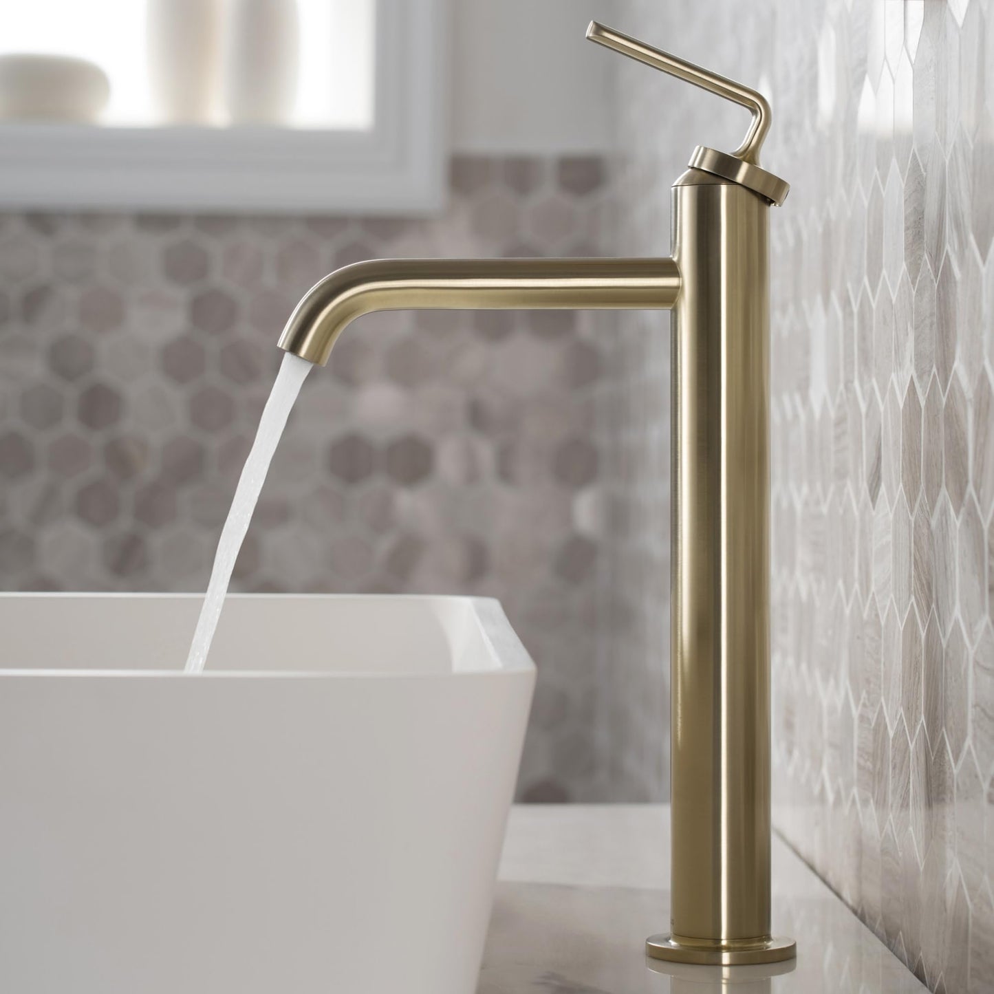 KRAUS Ramus Single Handle Vessel Sink Bathroom Faucet with Pop-Up Drain in Matte Black, KVF-1220MB