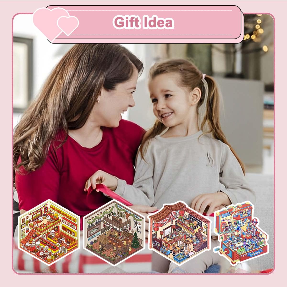3D House Scene 20 Sets DIY Sticker Therapy for Adult Cute Cartoon Miniature Room Stickers Scene for Relief Stress Pass The Time