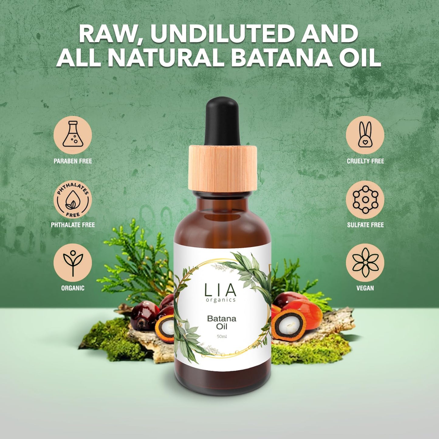 Lia Organics Batana Oil - 100 Percent Pure Batana Oil Organic - Holistic Golden Herbal Batana Oil- Dr. Sebi - Pure Batana Oil from Honduras - For Men, Women, Postpartum, Thinning Hair, Hair Loss