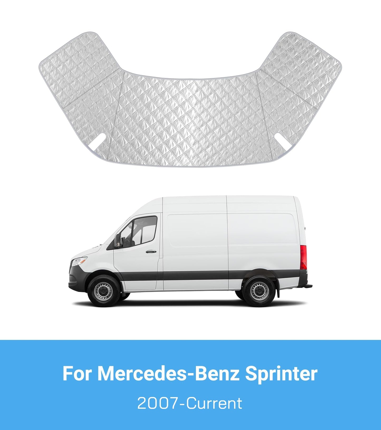 VANNCAMP Windshield Cover for Mercedes Sprinter Van 2007-2026, Class C Windshield Snow Cover, Front Window Sunshade for UV Protection & Privacy Shield, White with Mirror Cutouts