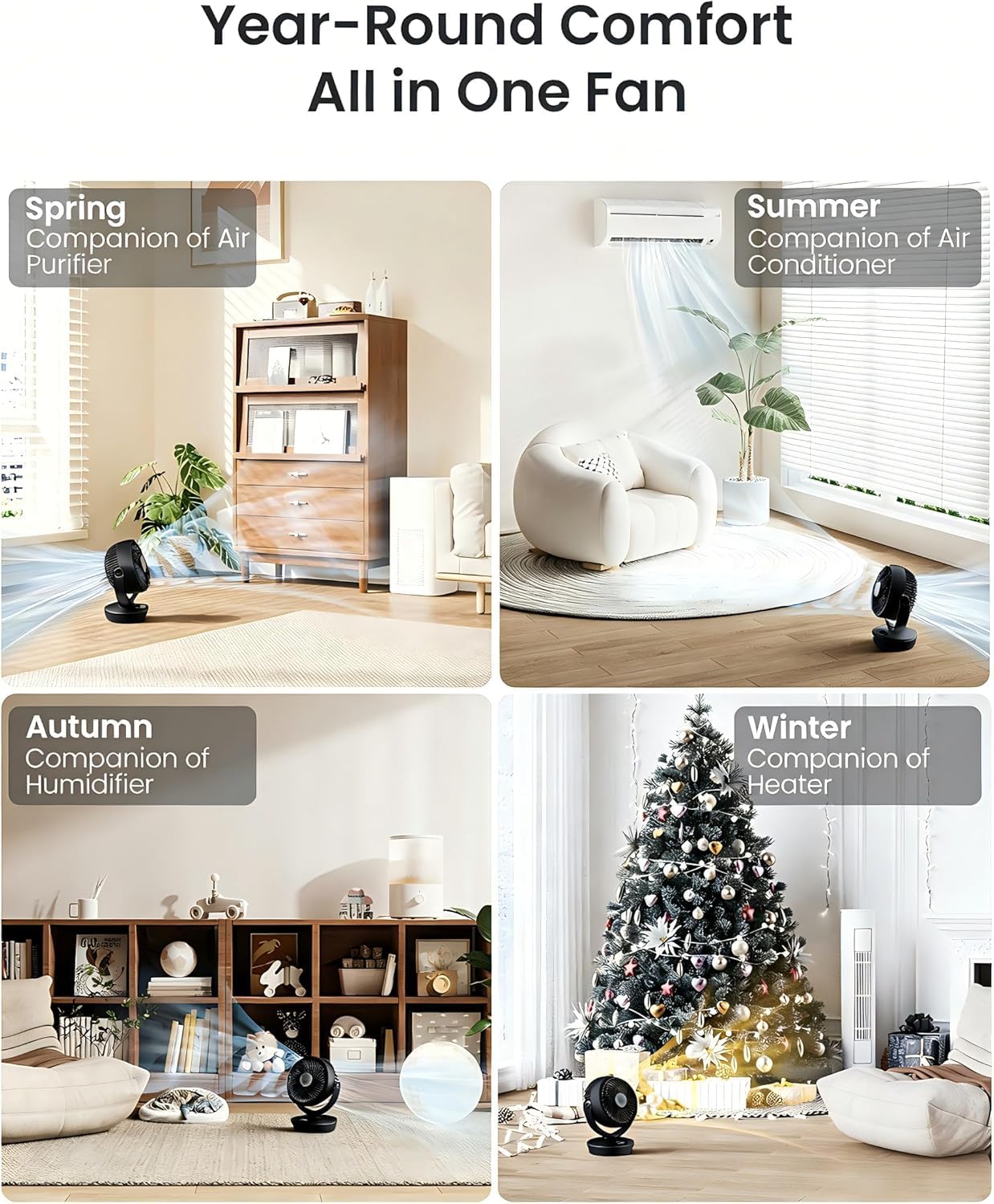 PNTCK Air Circulator Fan for Bedroom, Quiet Oscillating Table Fan with 4 Speeds, Remote Control, 90° Oscillation, 12H Timer