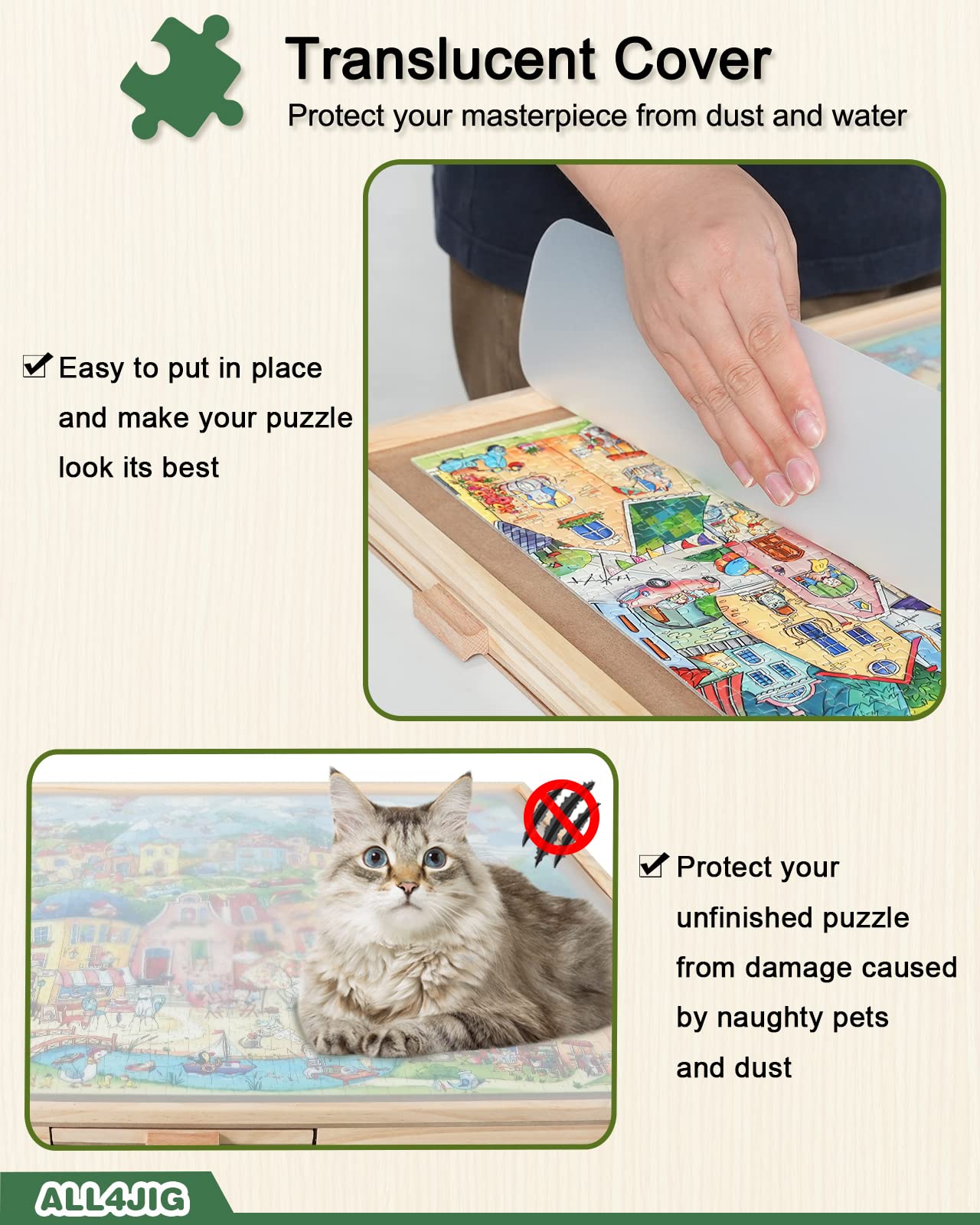 ALL4JIG 2000 Pieces Rotating Puzzle Board with 6 Drawers and Cover,28"x40"Portable Wooden Jigsaw Puzzle Table for Adults,Lazy Susan Spinning Puzzle Boards Birthday Gift for mom