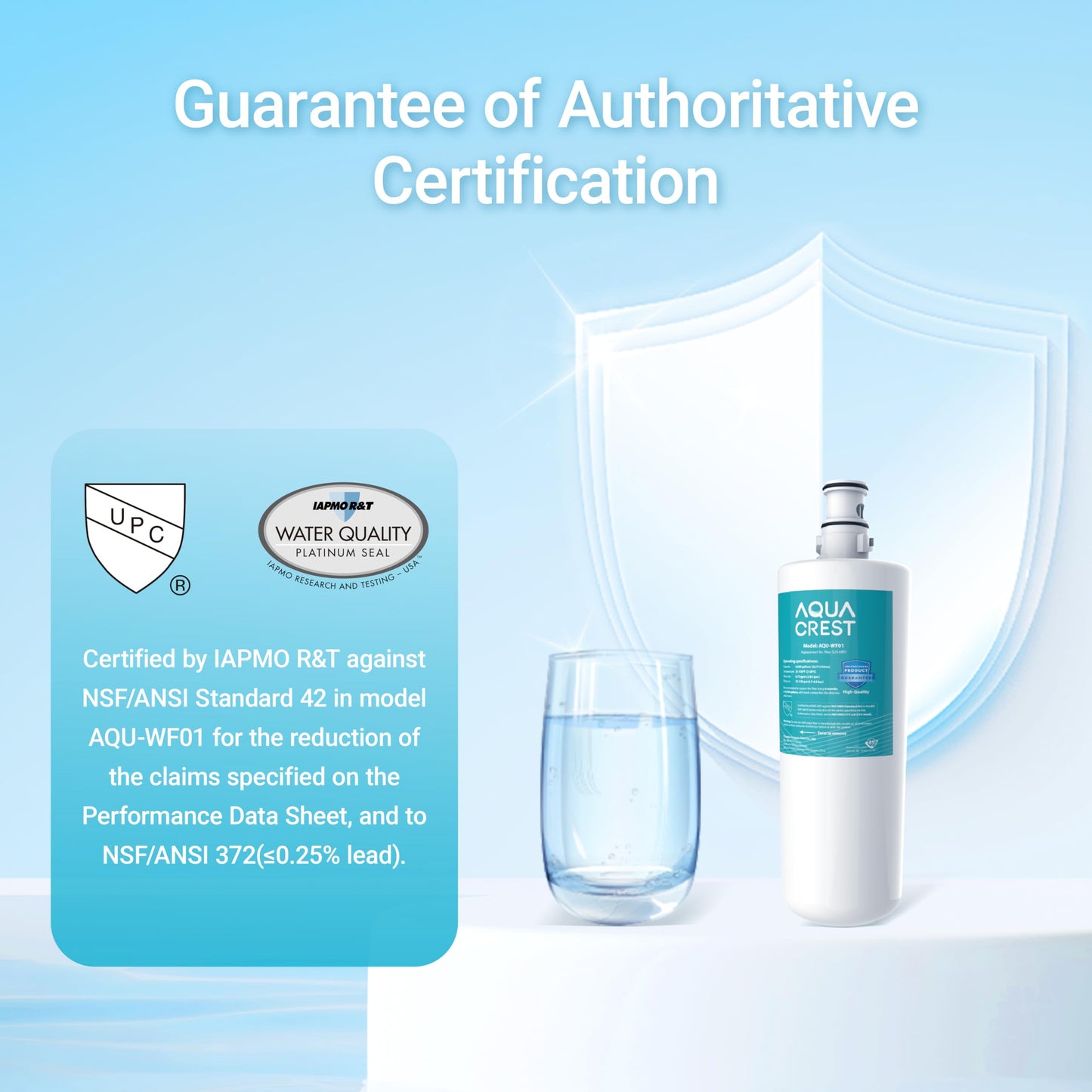 AQUA CREST 3US-AF01 Under Sink Water Filter, Replacement for Standard Filtrete® 3US-AF01, 3US-AS01, Aqua-Pure AP Easy C-CS-FF, WHCF-SRC, WHCF-SUFC, WHCF-SUF, NSF/ANSI 42 Certified, Pack of 3