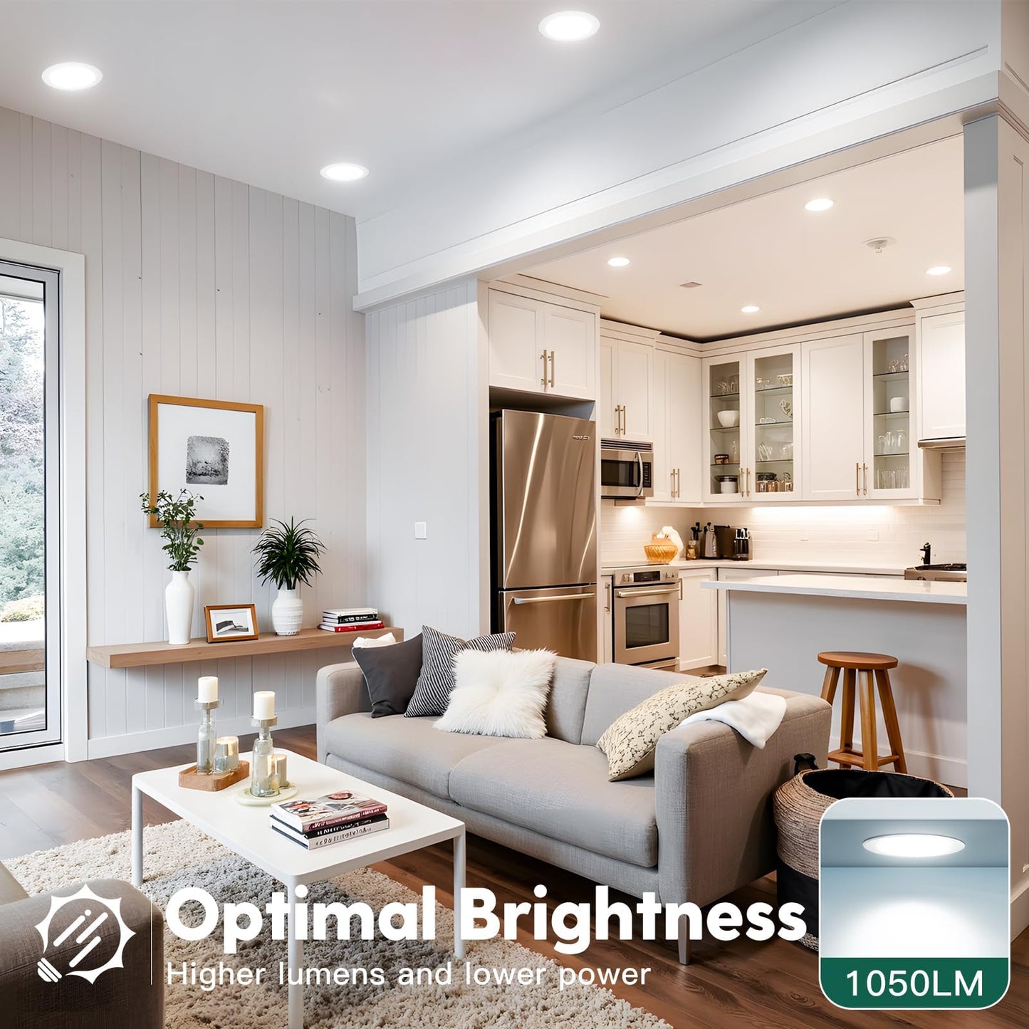 48 Pack 6 Inch 5CCT Ultra-Thin LED Recessed Ceiling Light with Junction Box, 2700K/3000K/3500K/4000K/5000K Selectable, 1050LM Brightness, Dimmable Canless Wafer Downlight, 12WEqv110W ETL&FCC