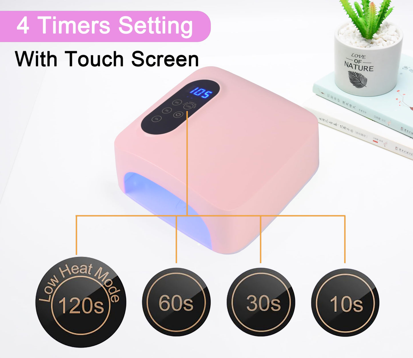 72W Cordless Led Nail Lamp, Rechargeable Nail Dryer, Portable Gel UV Led Nail Light with 4 Timer Setting Sensor, Professional Gel Nail Lights Nail Art Manicure Tools for Home and Salon