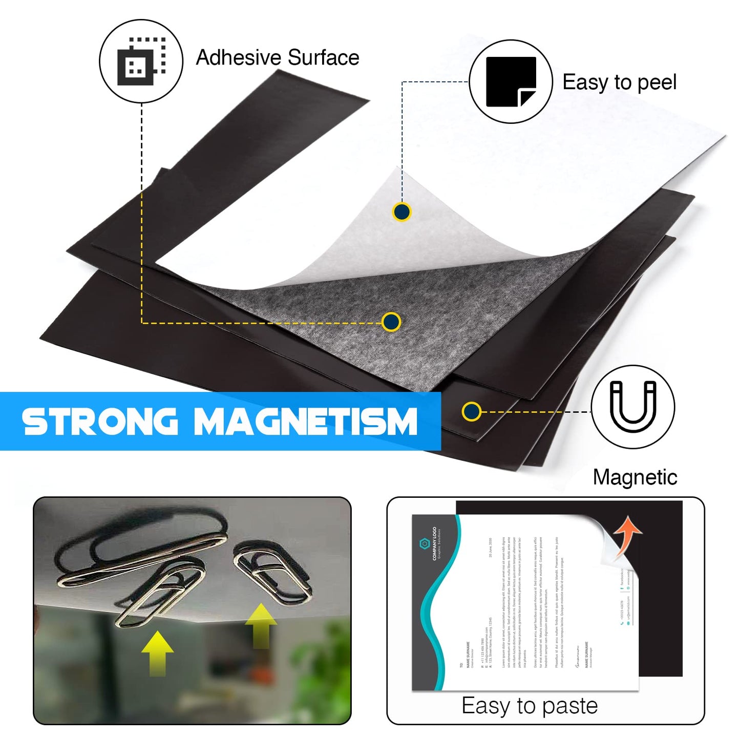 8.5X11 Inches Adhesive Magnet Sheets for Letter Size (Bulk 80 Pieces),Magnetic Sheets with Self-Stick Adhesive for Classroom/School