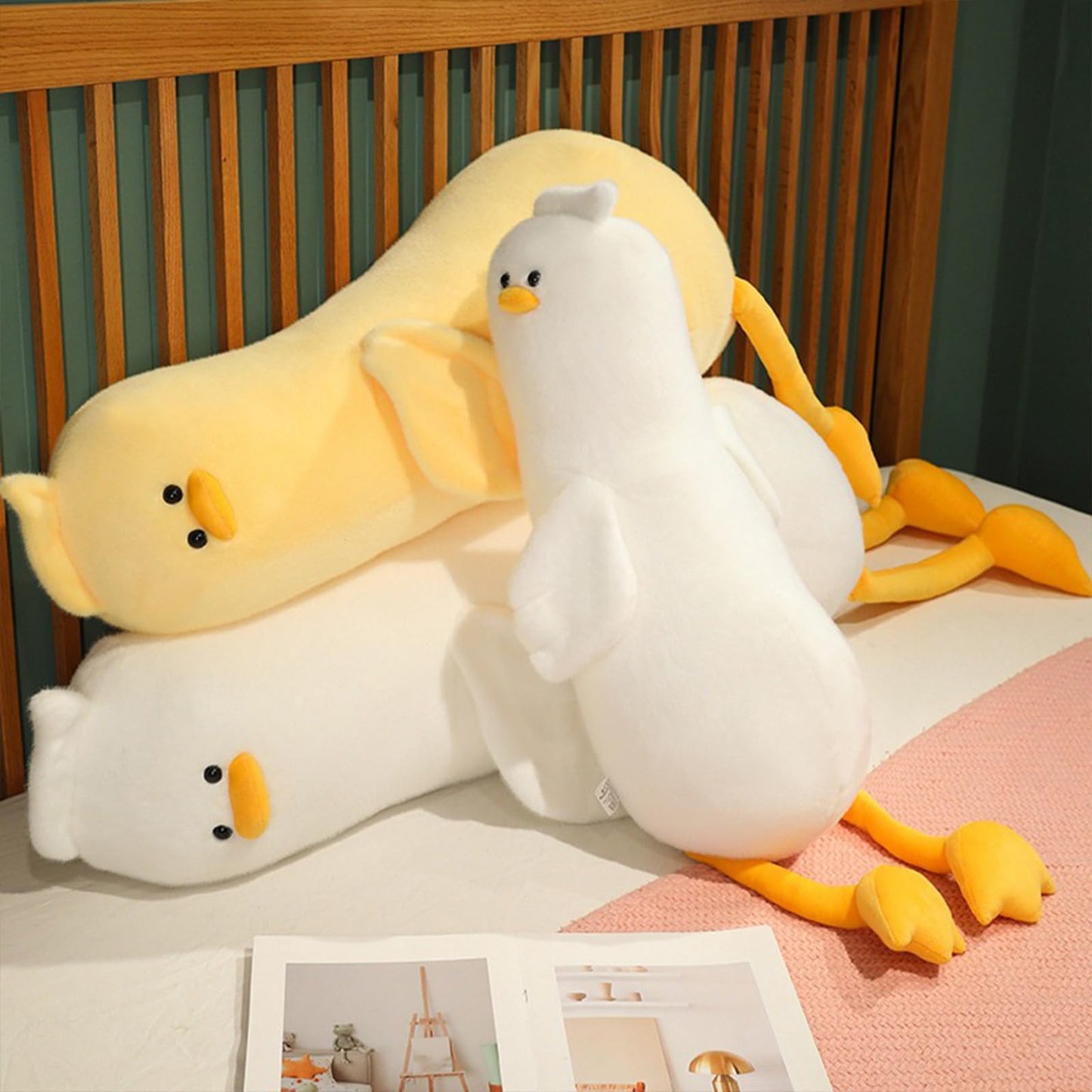 PEACH CAT Long Duck Plush Pillow Cute Duck Stuffed Animal Toy Gift for Girls Boys Yellow 32.2"