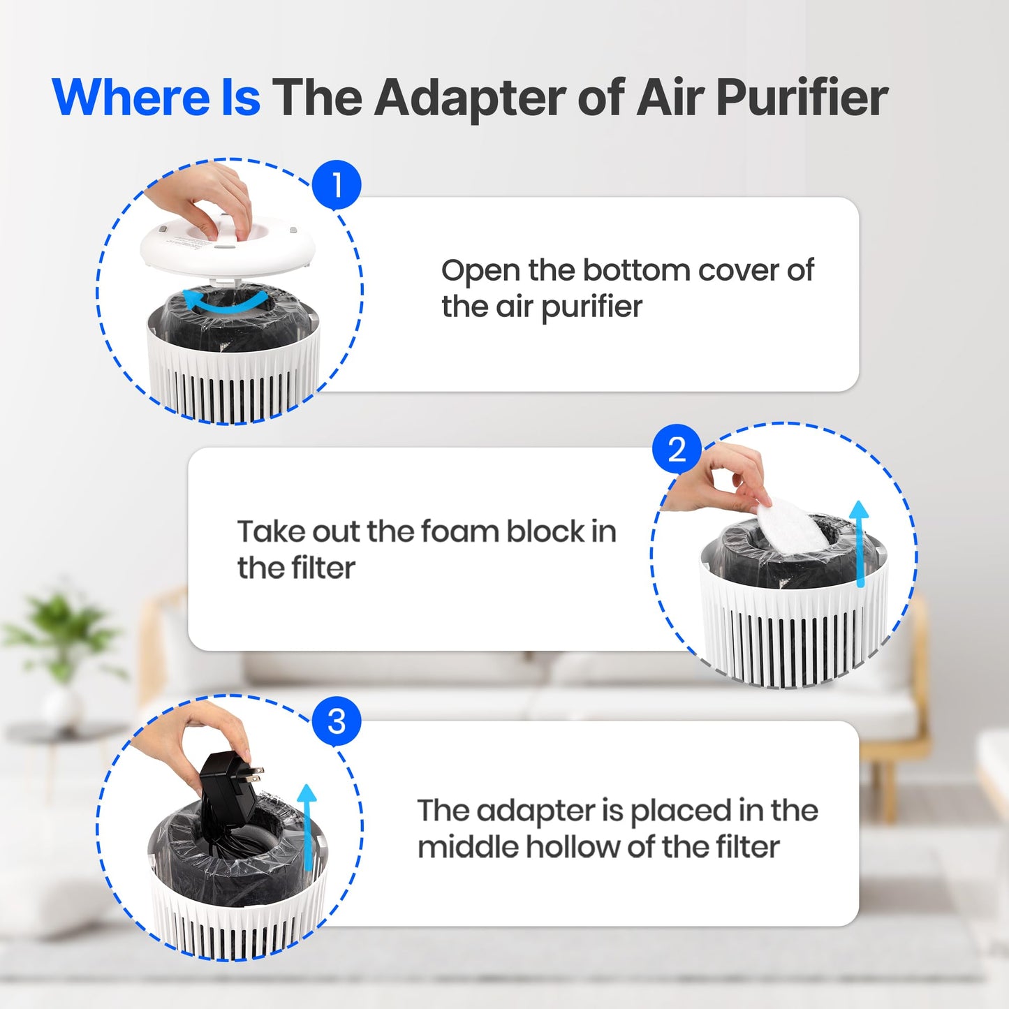 Air Purifiers for Bedroom Home with Sleep Mode for Smoke Pet Dander Odors, Small Air Purifier with Fragrance Sponge, Blue Ambient Light, 23dB Quiet, 2 Pack White