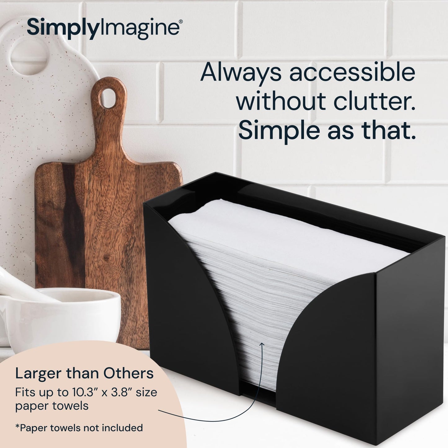 SimplyImagine Countertop Paper Towel Holder for Wall Mount, 2 Pack - Acrylic Paper Towel Dispenser & Napkin Holder for Bathroom - Kitchen Accessories