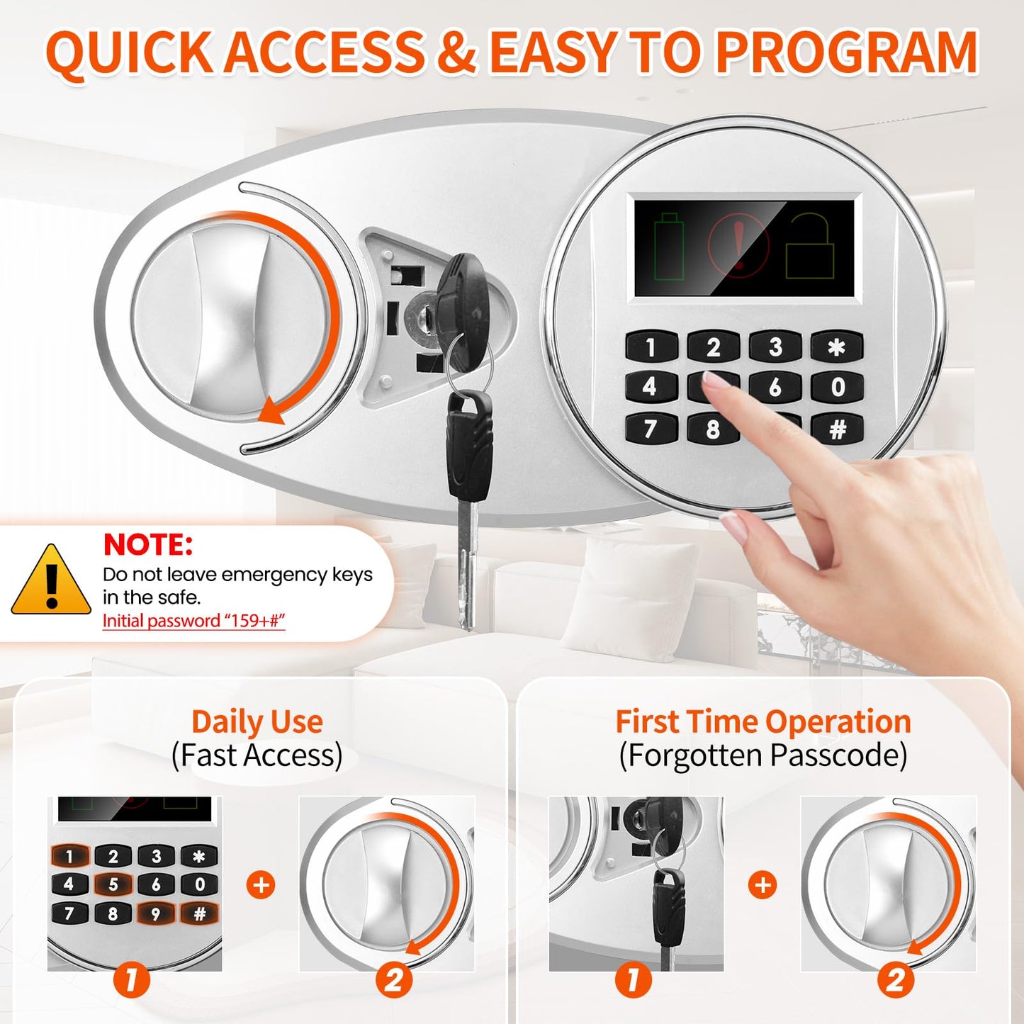 2.2 Cuft Depository Safe for Business with Quick Place Drop Slot, Cash Drop Safes with Digital Combination LCD Display and Anti-Fishing, Security Drop Safe for Cash, Mail, Checks, Document
