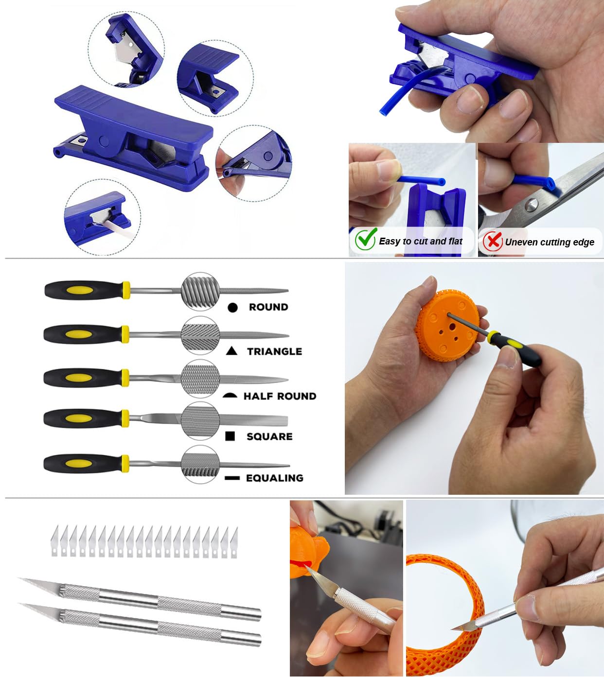 AEORUM 3D Printing Tool Kits for 3D Printer with Wood Toolbox 124Pcs 3D Printing Accessory Includes Deburring Tool,Sanding Pens, Tube Cutter for 3D Print Model Removing, Cleaning, Finishing