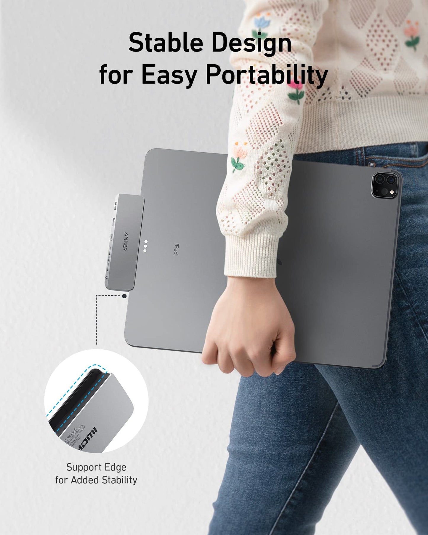 Anker USB C Hub for USB-C iPad, 541 USB-C Hub (6-in-1) with 4K HDMI Port, Multi-Function USB-C Port, SD and microSD Card Slots, for iPad Pro 5th Gen / iPad Air 5th Gen / iPad Mini 6th and Later (Gray)