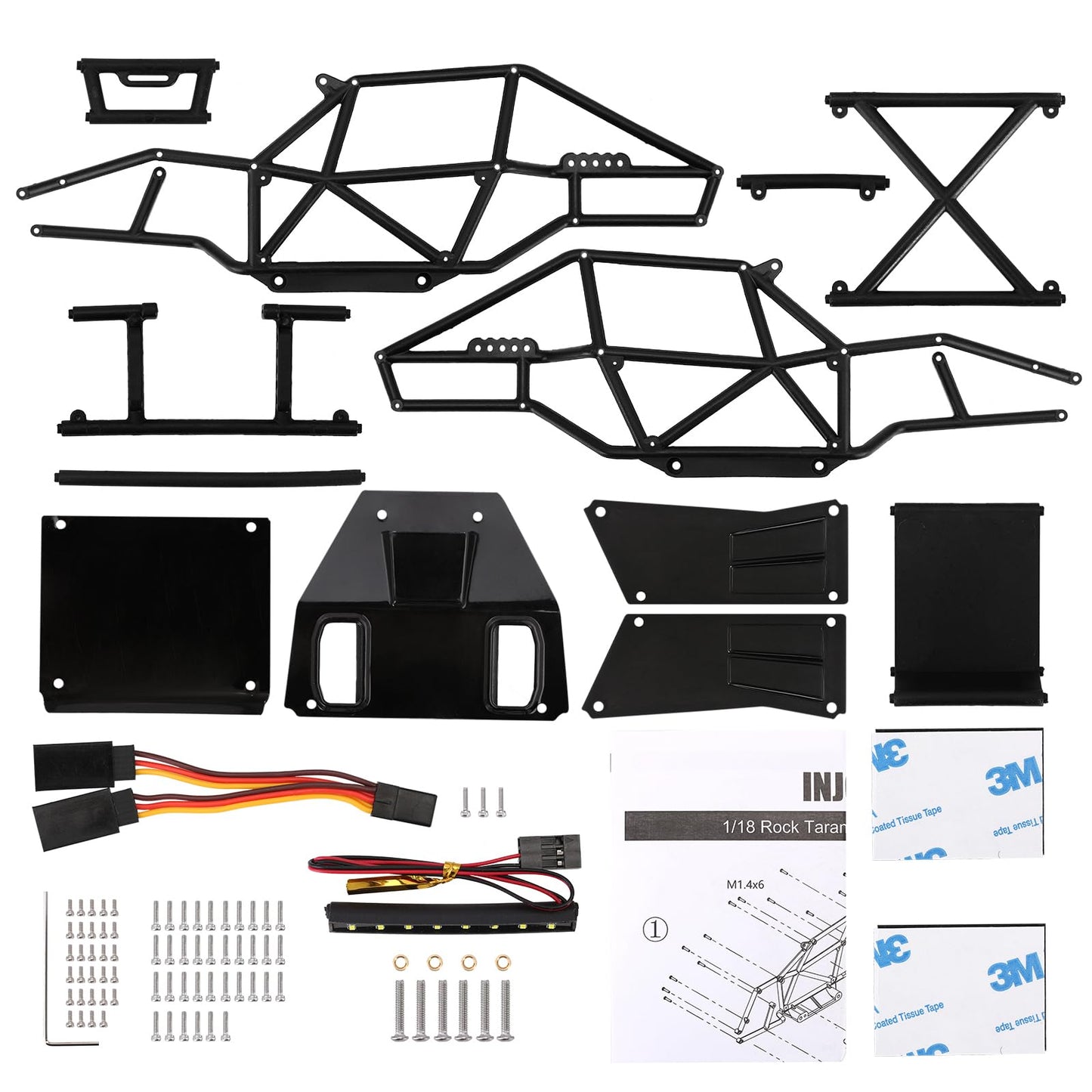 INJORA Rock Tarantula Nylon Buggy Body Shell Chassis Kit for TRX4M 1/18 RC Crawler Upgrade(Black)