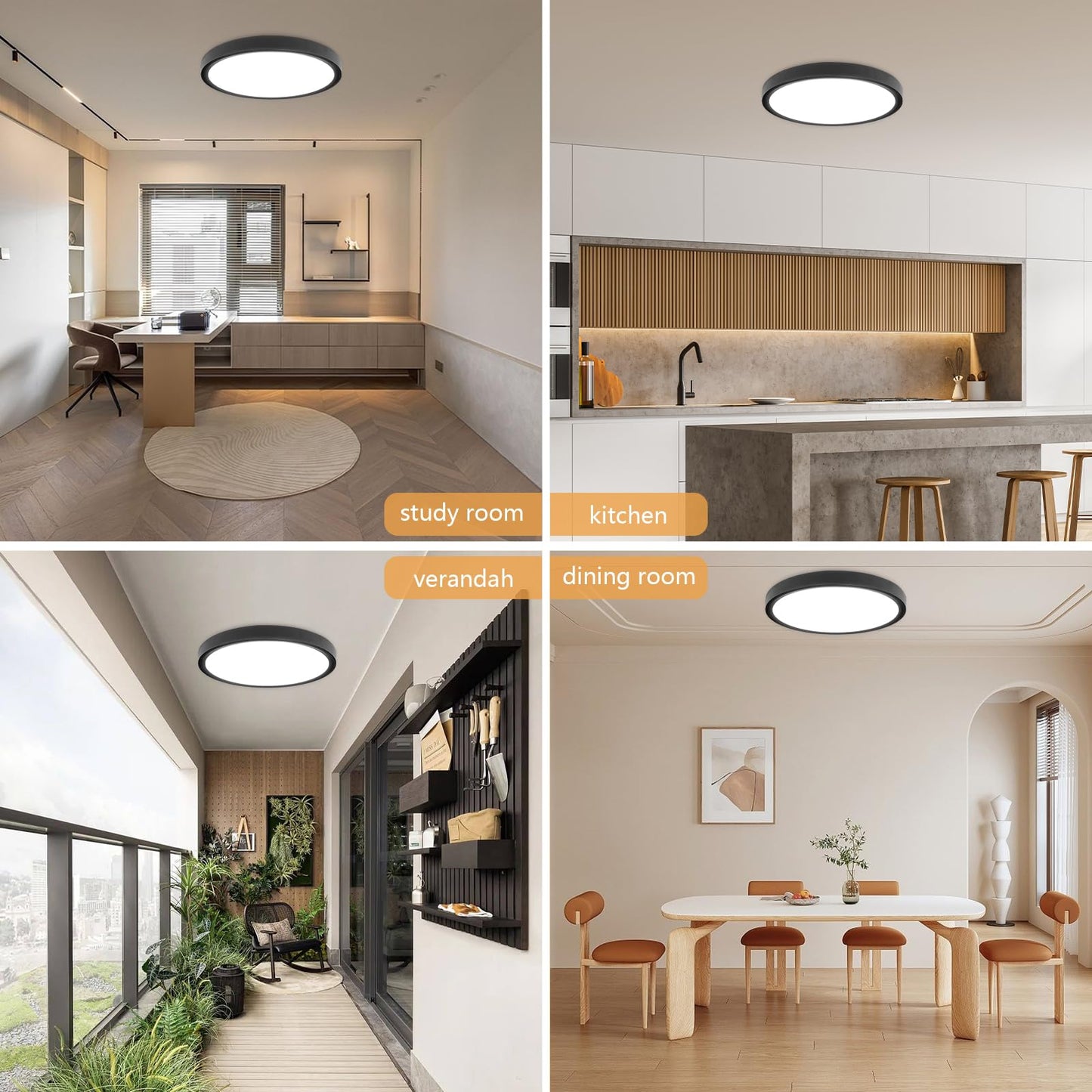 6PK 12 Inch LED Flush Mount Ceiling Light, 24W, 2520LM, 3000K/4000K/6000K CCT Selectable Super Slim Low Profile Ceiling Light, Close to Ceiling Round Flat Panel Fixture for Hallway,Bedroom,kitchen