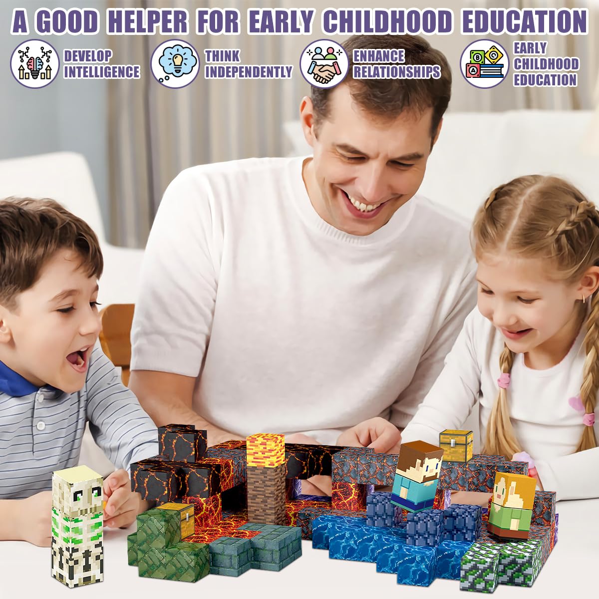 AIDYVOI 213 PCS Magnetic Blocks Building Toys Set Sword Kids Blocks for Toddler Boys Girls 3+, STEM Sensory Magnetic Cubes Christmas Birthday Present Construction Building Toys
