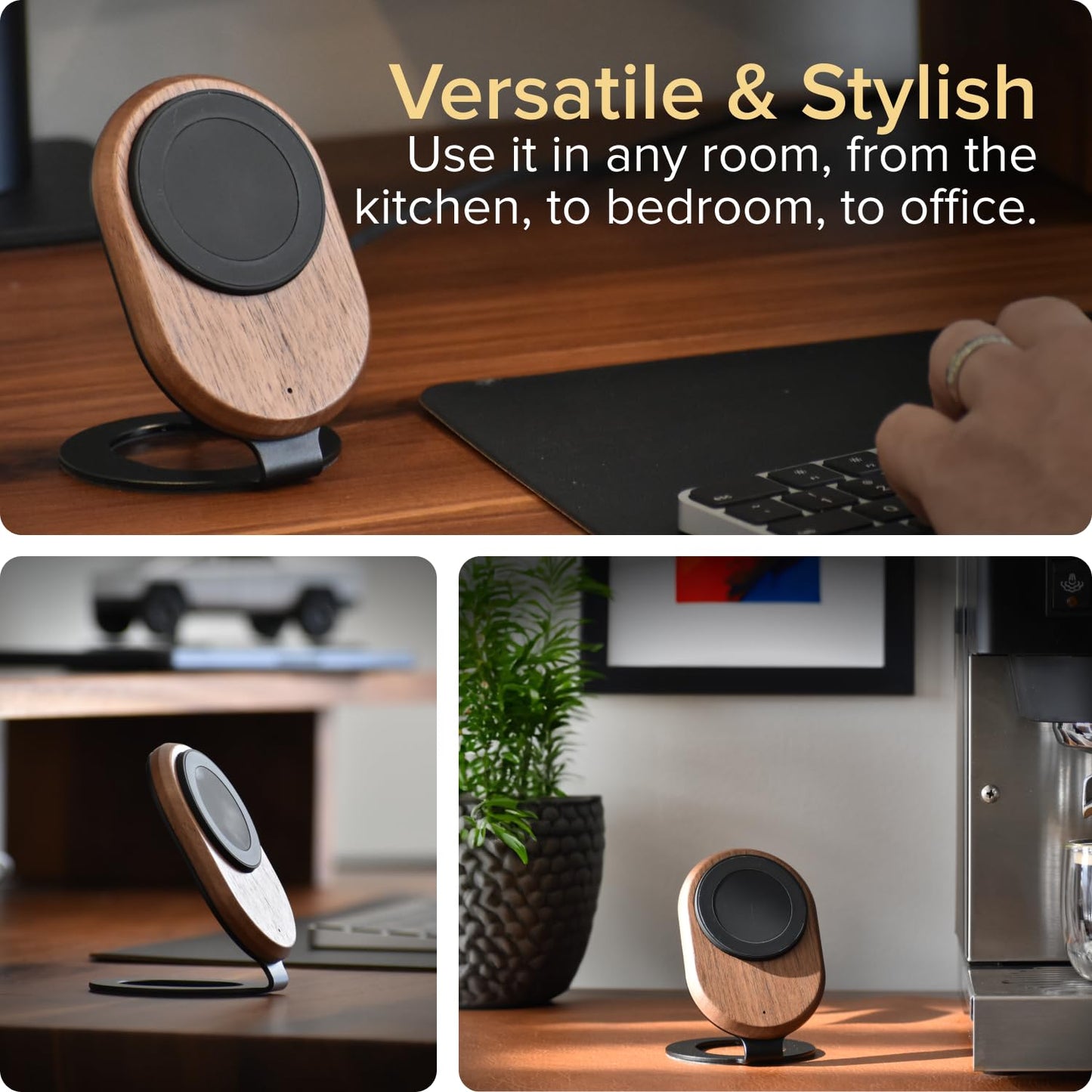 ARK Solid Wood MagSafe Stand Magnetic Wireless Charging Station w/Adapter & USB to USB C Cord 15W Wireless Charger. for iPhone 16/15/14/13/12 & Some Samsung. Home, Office, Kitchen. Best Mens Gifts!