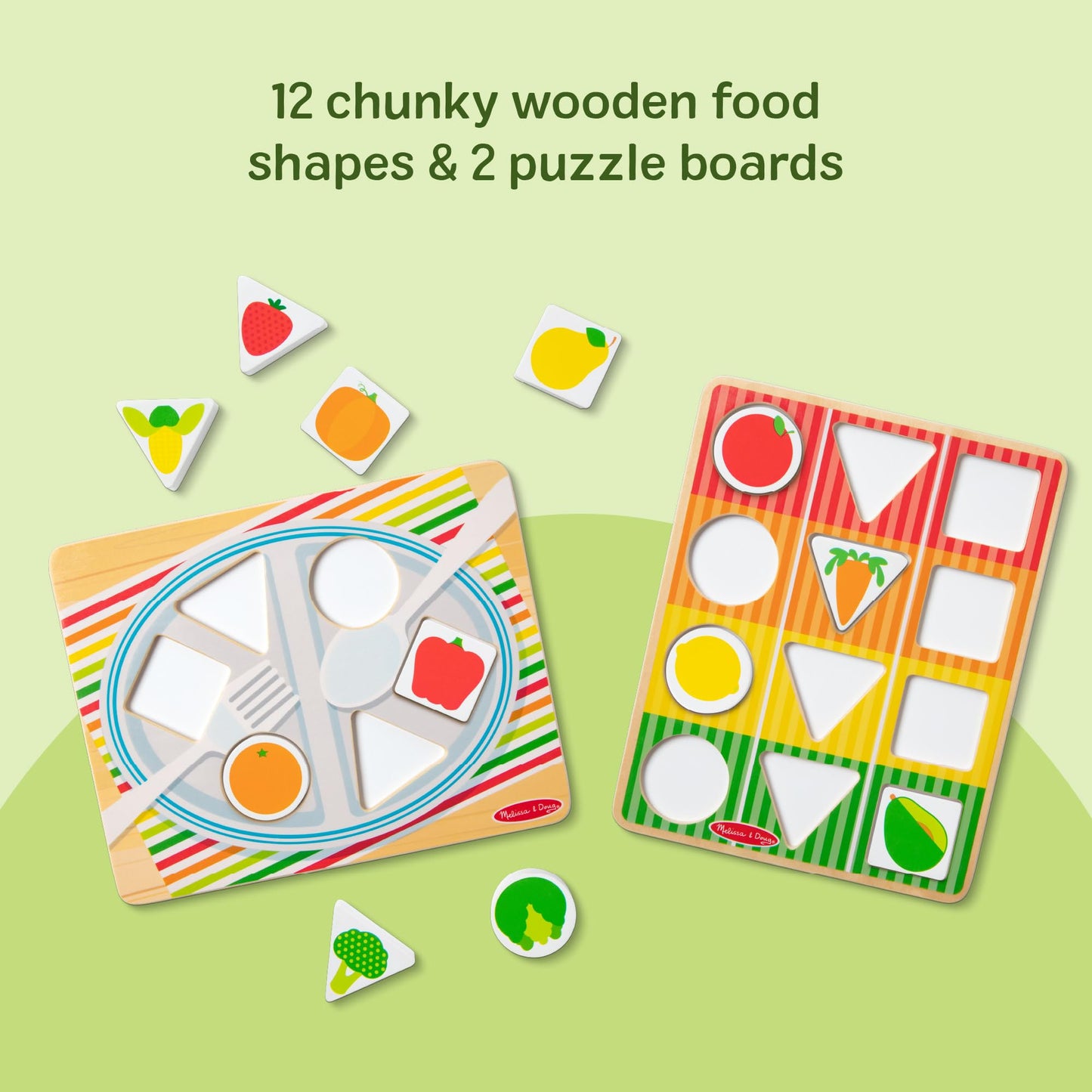 Melissa & Doug Wooden Shape Sorting Grocery Cart Push Toy and PuzzlesPretend Play Grocery Toys, Sorting and Stacking Toys for Infants and Toddlers Ages 1+