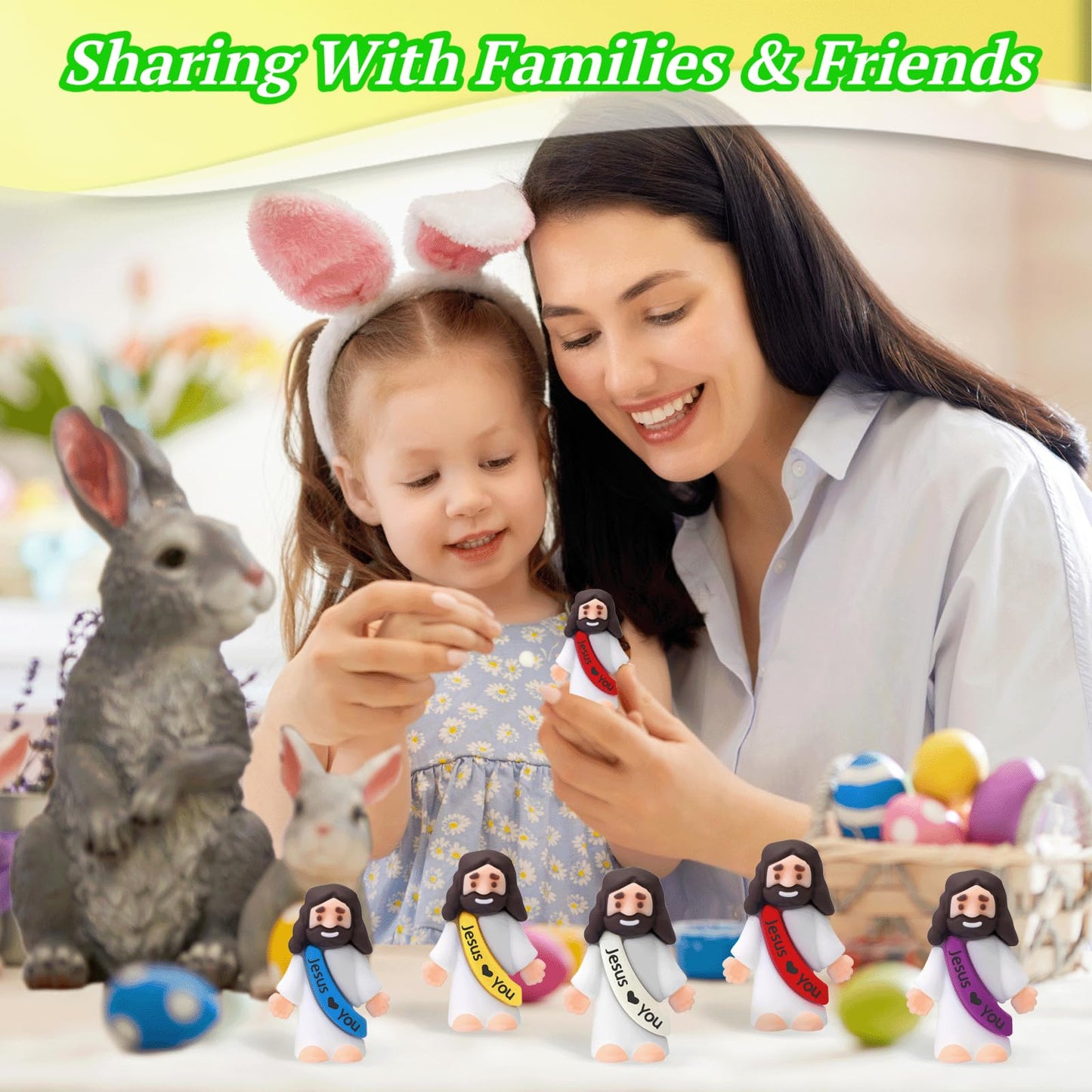 AIRNEY 200 PCS Little Jesus Figures Easter Religious Toys, Mini Tiny Pocket Figurines in Bulk, Jesus Loves You Christ Toys, School Religious Party Favors Gift for Easter Egg Stuffers (200)