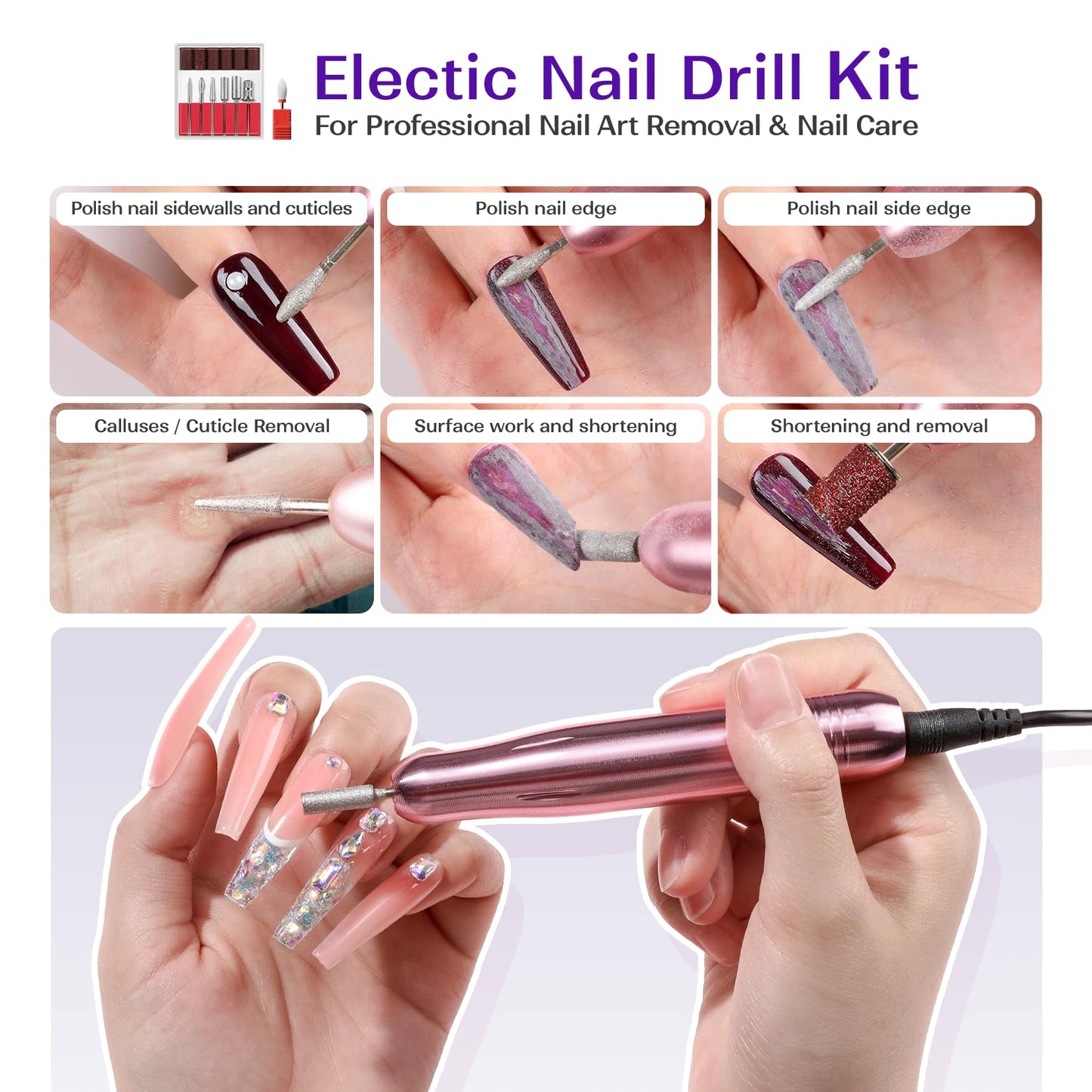 Acrylic Nail Kit for Beginners with Everything: Professional Nail Kit Acrylic Set with Drill and Acrylic Nail Powder Liquid Set Nail Decoration Supplies Manicure DIY Salon Women Christmas Gift