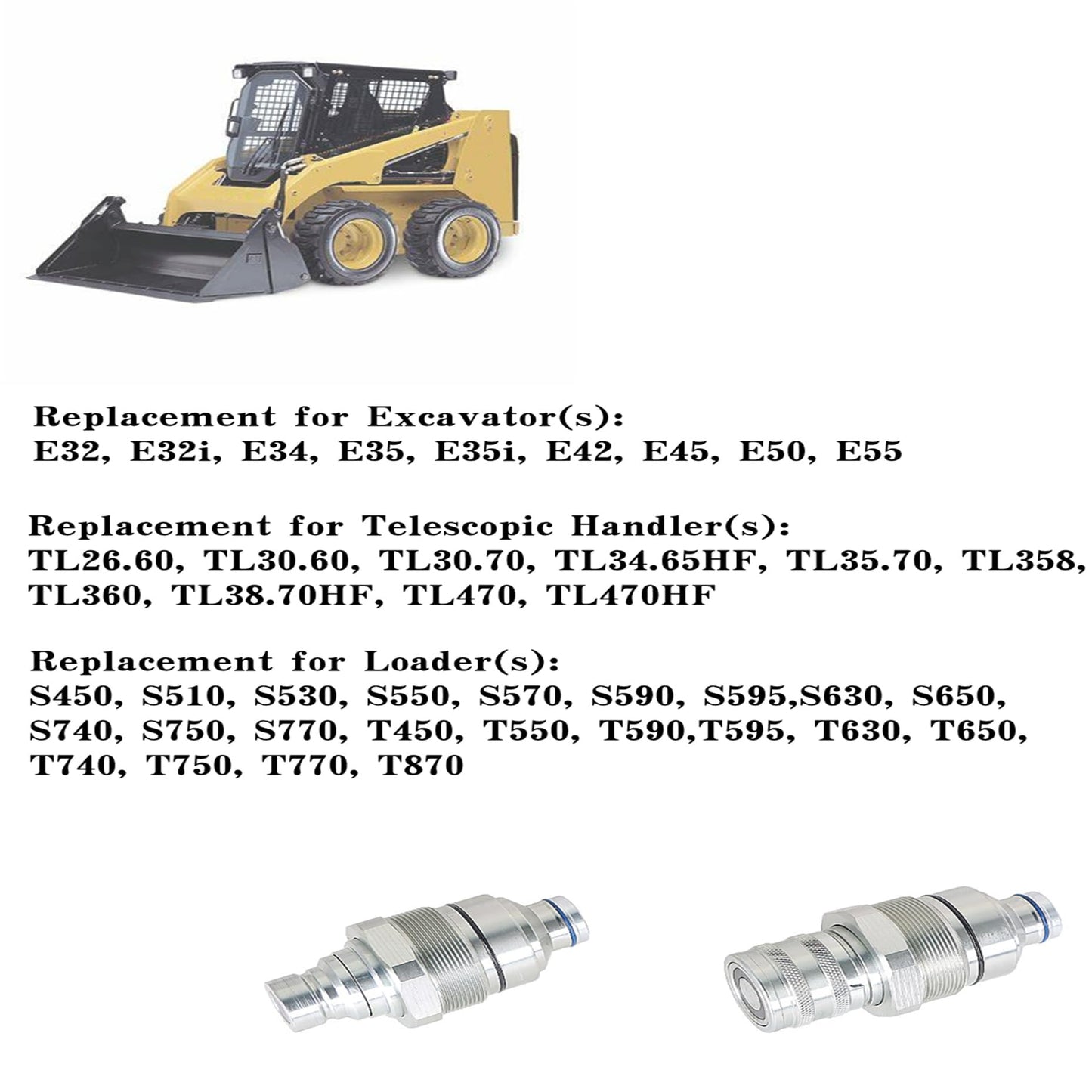 kimllier 7246802 7246799 1/2 Hydraulic Male & Female Flat Face Quick Connect Coupler Set 48mm Thread Diameter Compatible with Skid Steer Loader