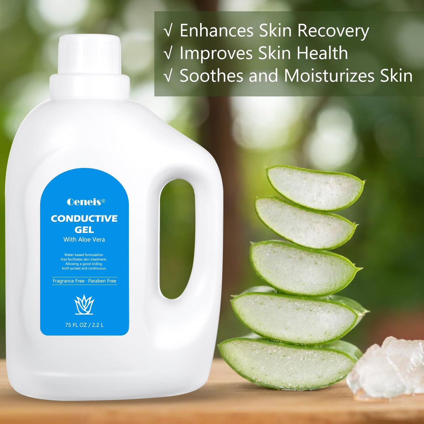 Oeneis Conductive Gel with Aloe Vera for Face Microcurrent, Deep Hydrating Formula Radio Frequency Gel, Fragrance-Free, Paraben-Free, 75 fl oz