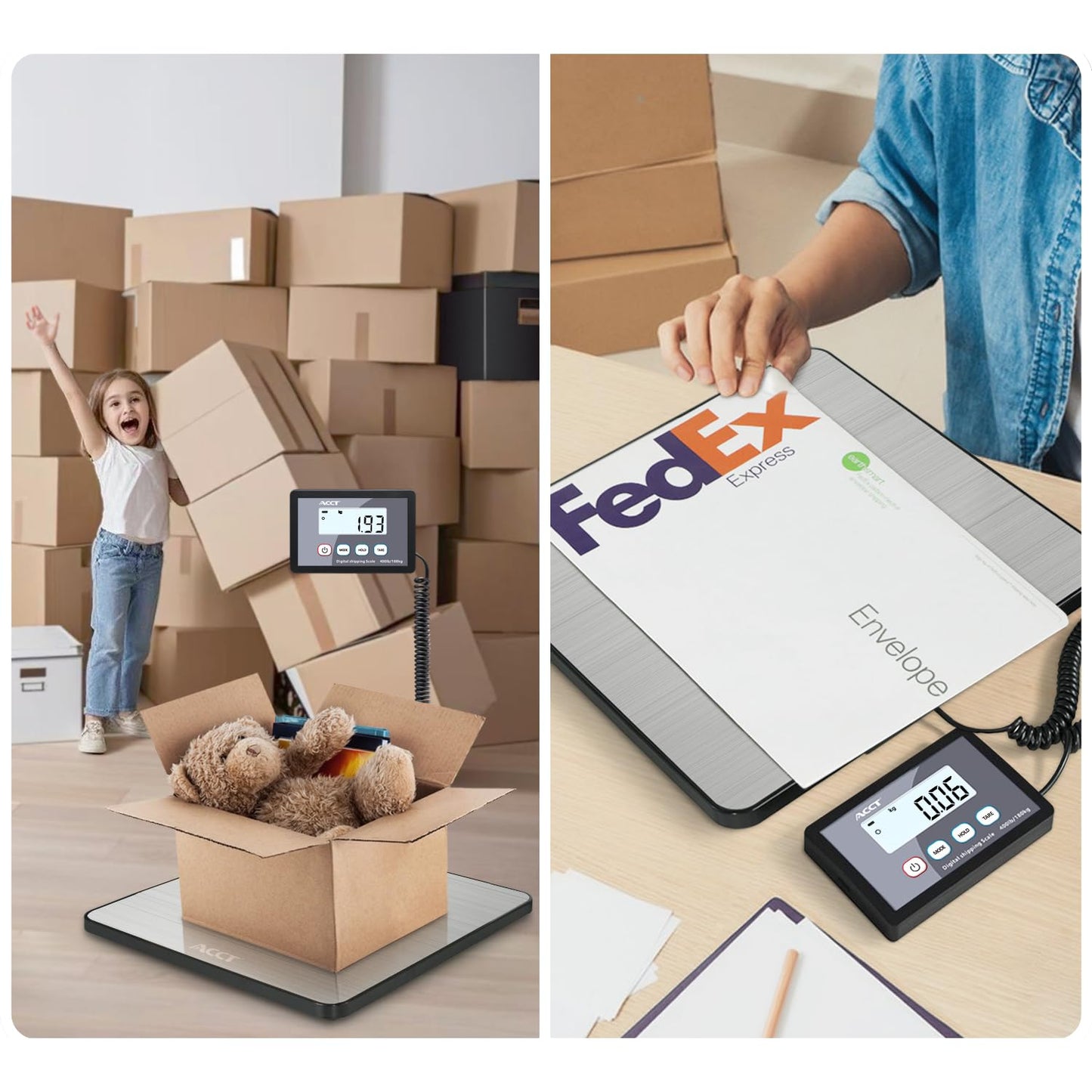 ACCT Shipping Scale, 400lb/1oz, Digital Postal Scale with Hold/auto-Off/Tare Function, Mail Scale for Packages/Pets/Luggage/Office, Heavy Duty Scale, Batteries & USB Cable Included
