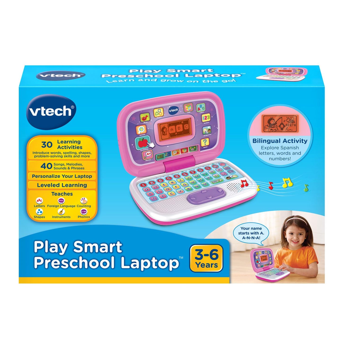 VTech Play Smart Preschool Laptop, Pink (English Version)