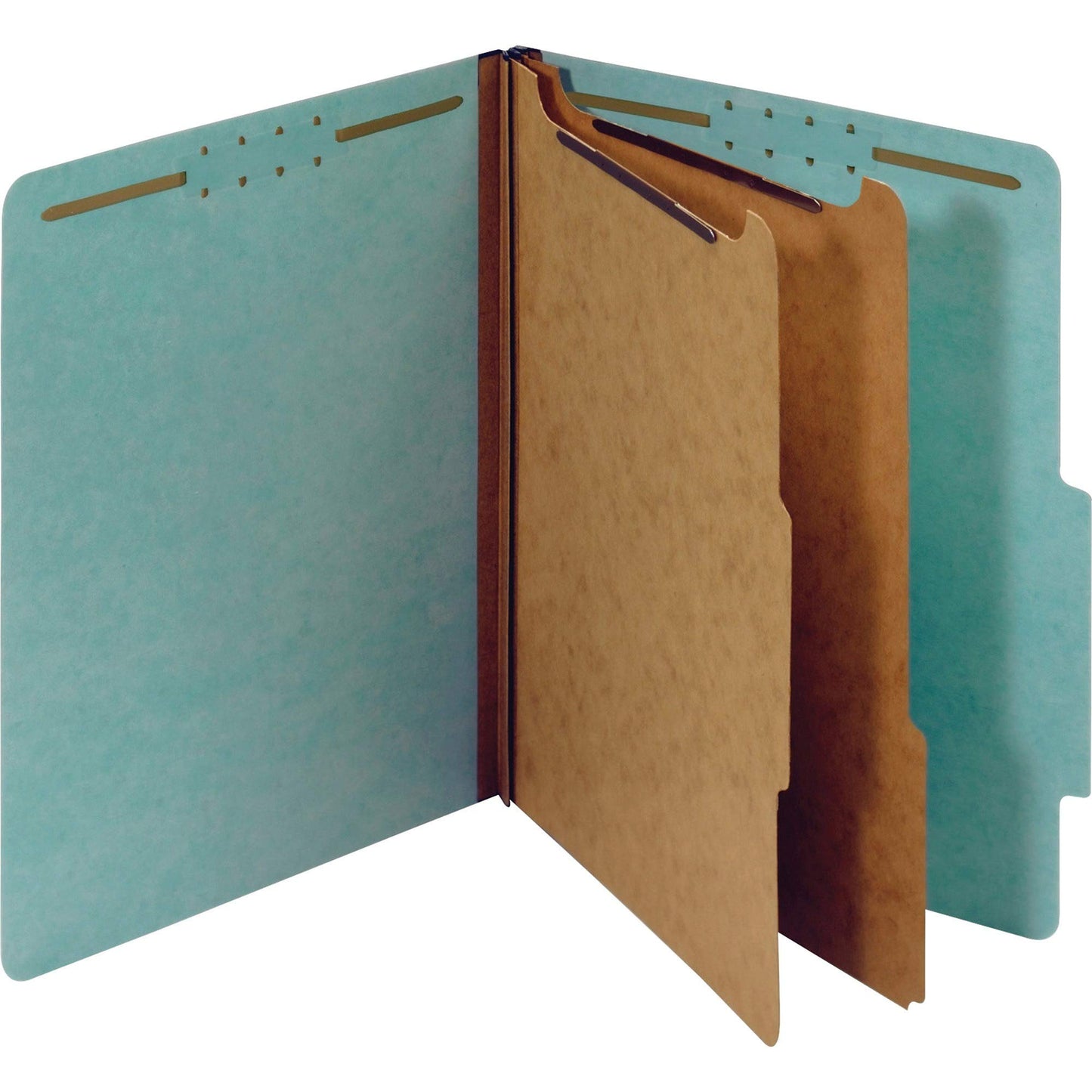 Pendaflex Recycled Classification File Folders, 2 Dividers, 2" Embedded Fasteners, 2/5 Tab Cut, Letter Size, Light Blue, Box of 10 (24030R)