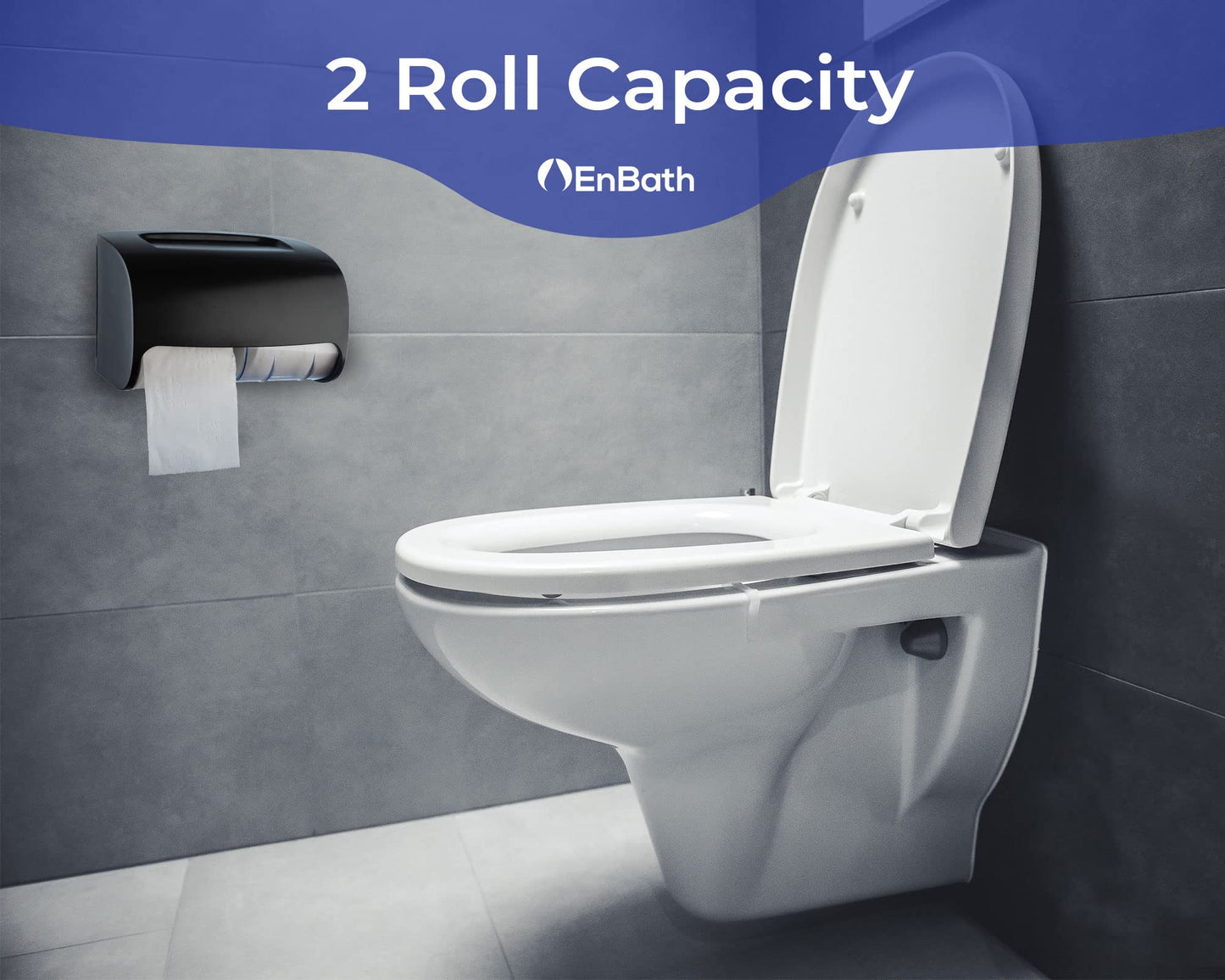Commercial Toilet Paper Dispenser Wall Mount, Double (2 Roll) Locking Toilet Paper Holder (Black), Compact Two Roll, Side by Side Design Tissue Paper Dispenser (Dispensador de Papel Higienico Doble)