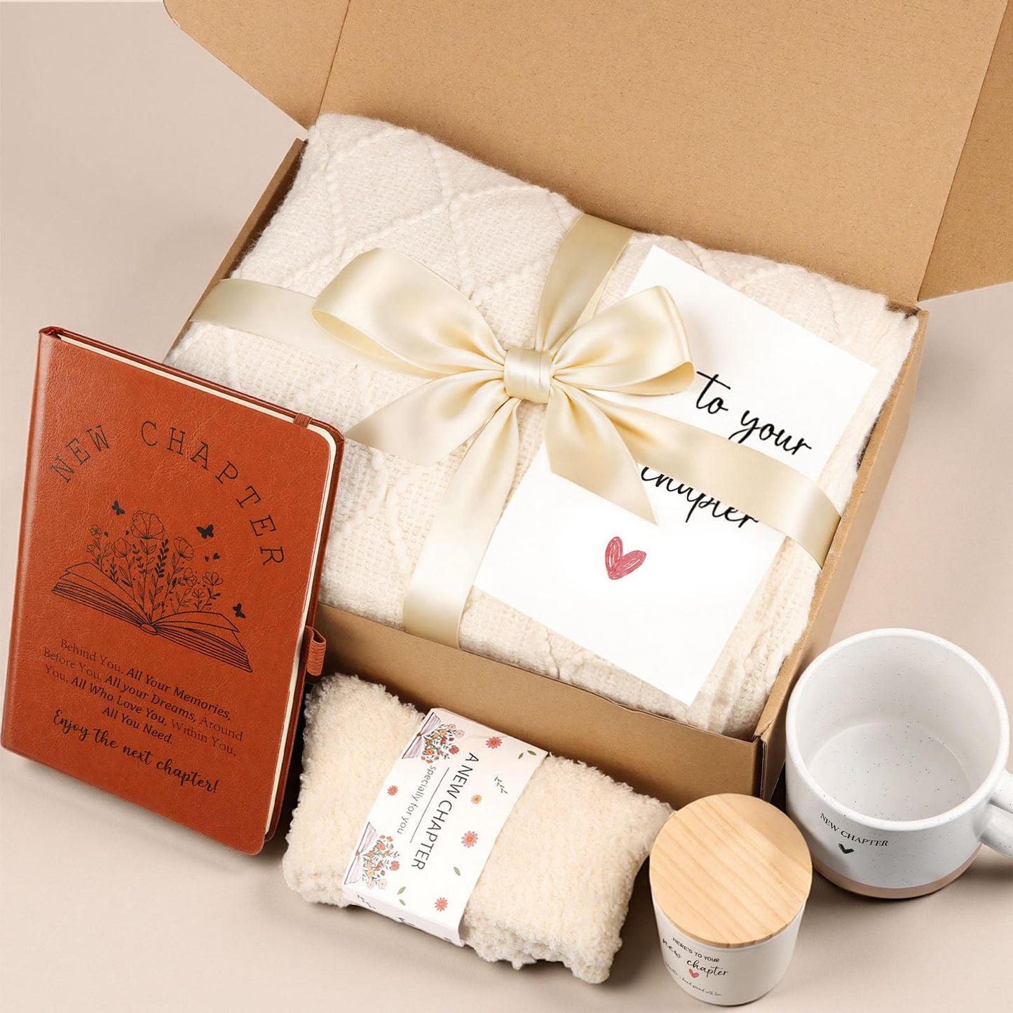 New Beginnings Gifts for Women, New-Chapter Happy Retirement Gifts for Woman, Graduation Gift, New Job Congratulations Gift for Women Farewell Going Away Basket for Woman, Coworker, Teacher, Friend